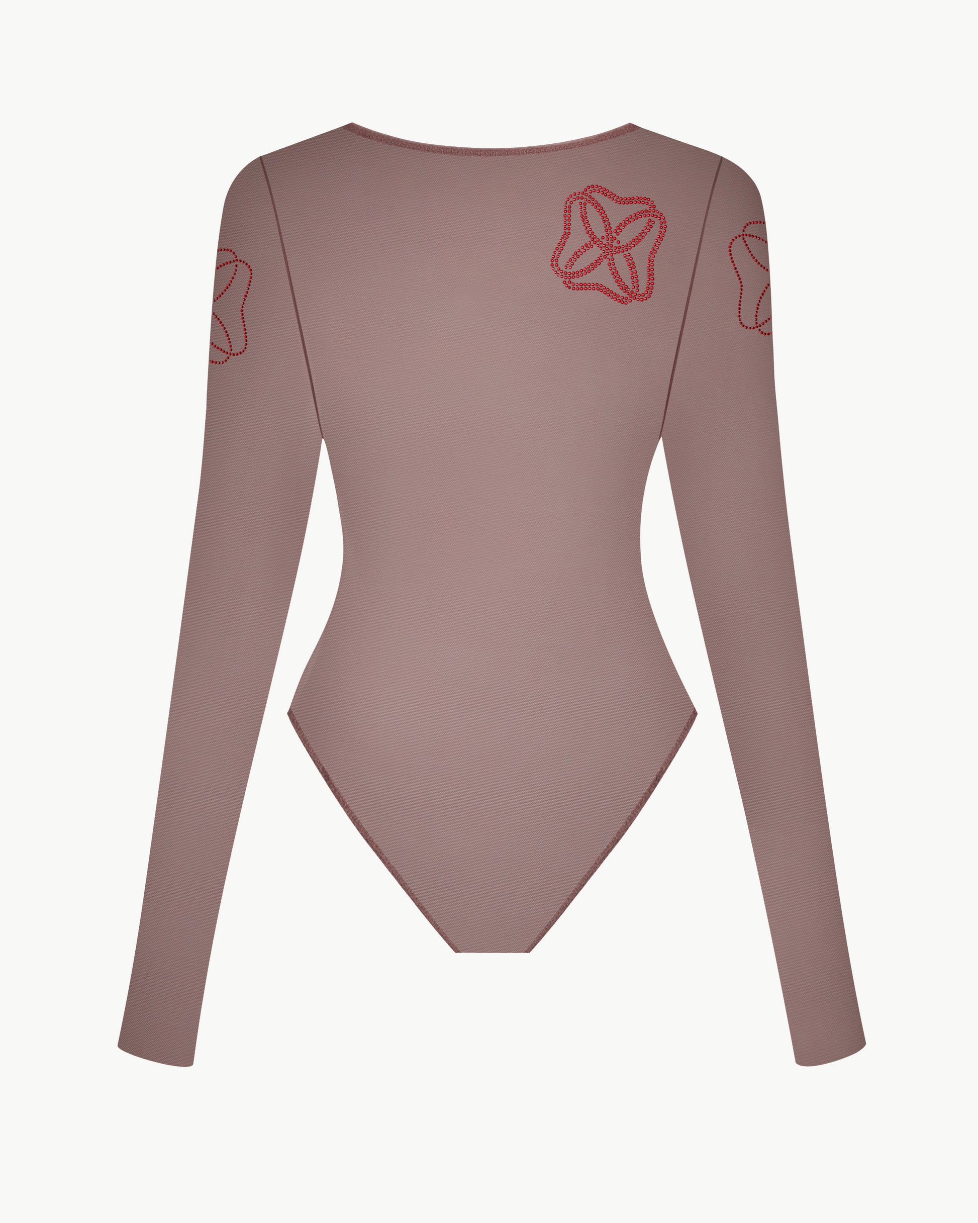 Fitted Mesh Body Adorned With Decorative Floral Crystals