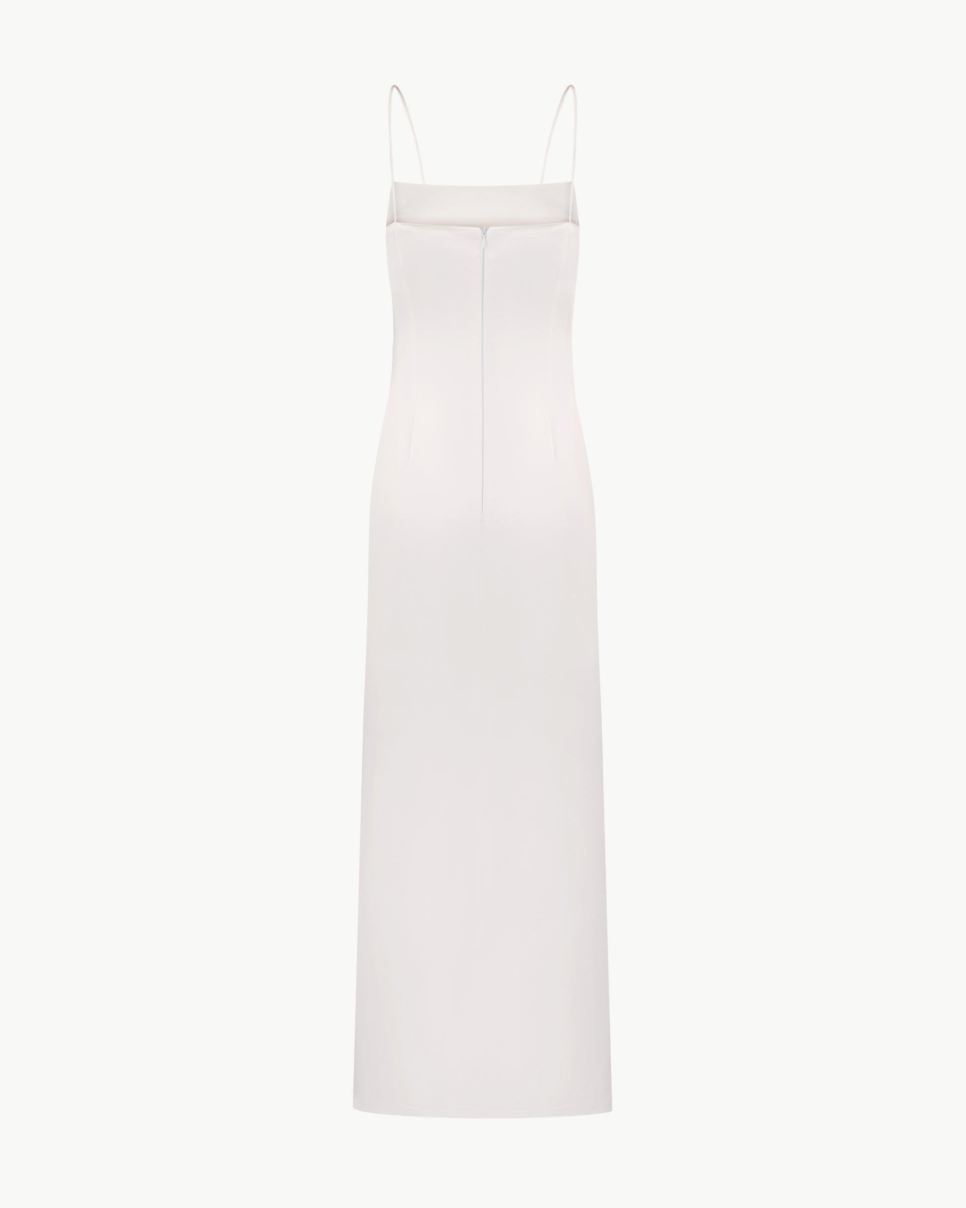 High-Neck Cape Dress Adorned With Cascading Decorative Accents