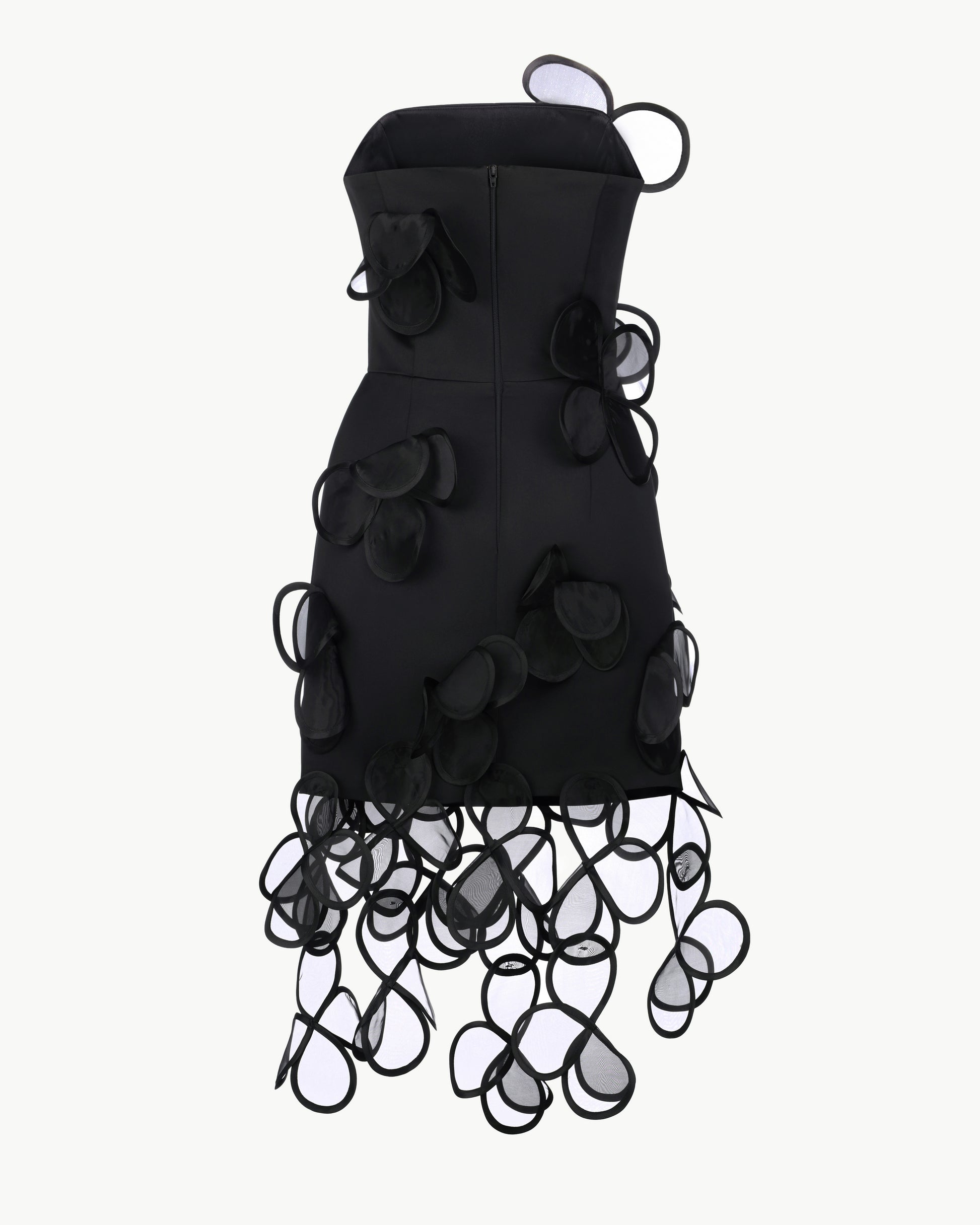 Floral Appliqués Mini Dress of Sheer