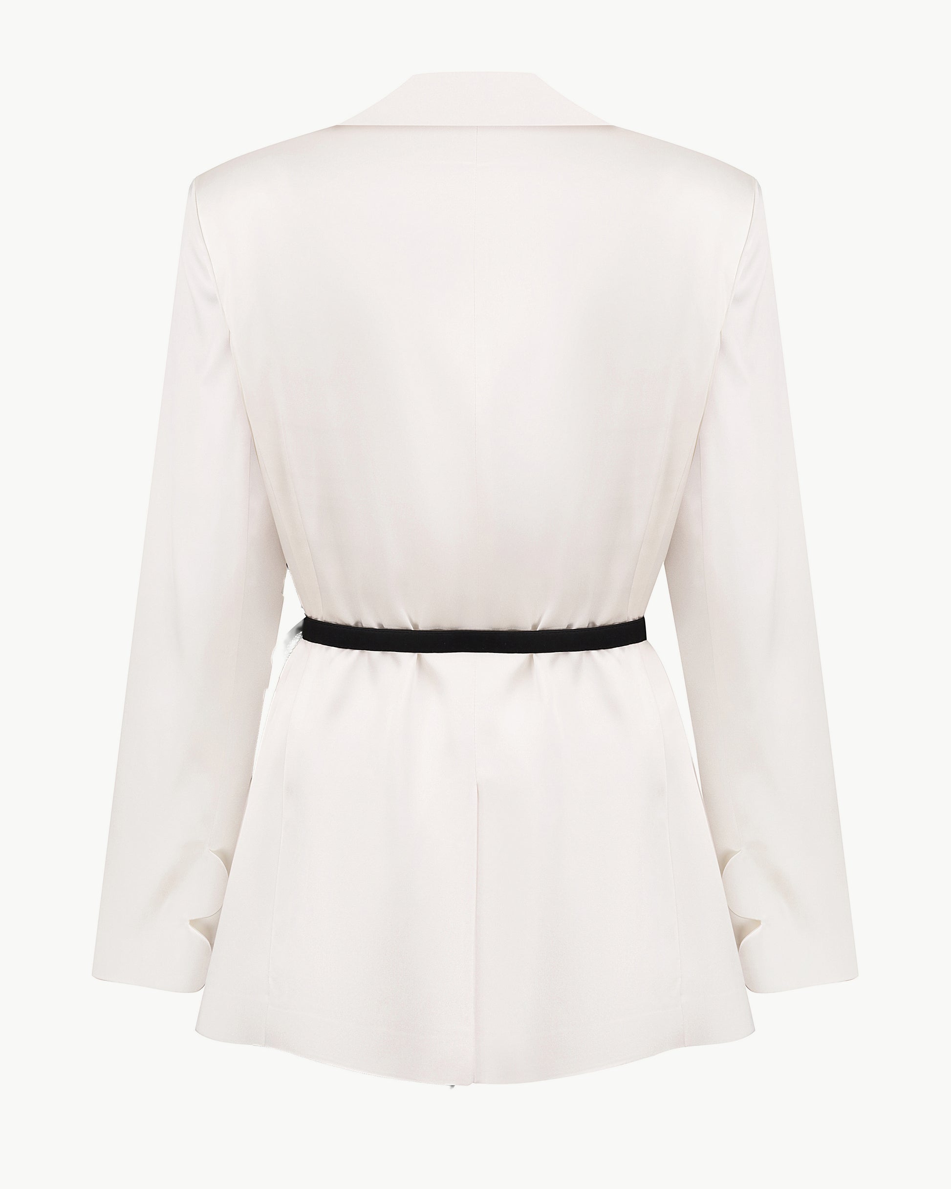 Classic Jacket With Floral Appliqués and Layered Petals Belt