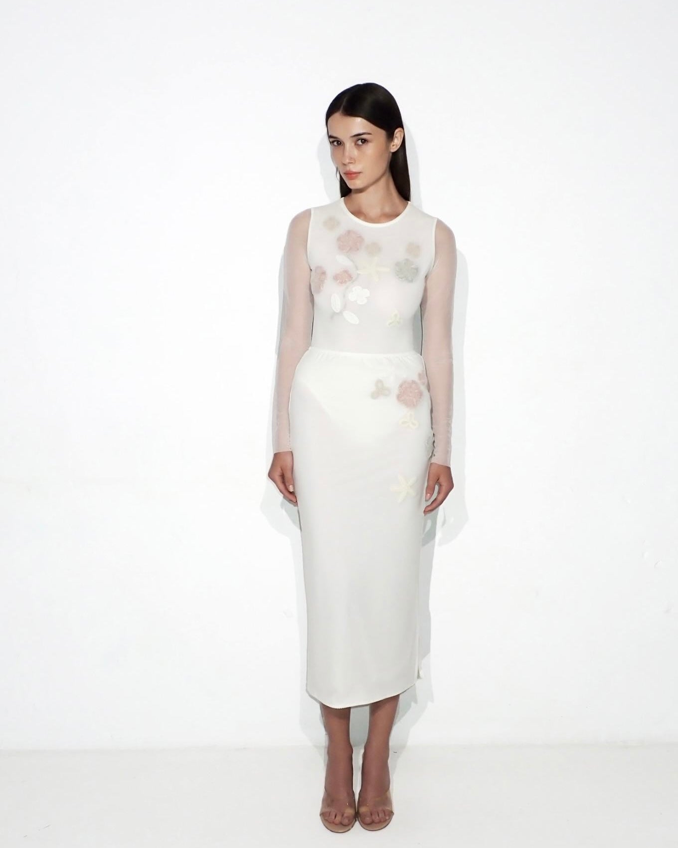 Bridal-Inspired Sheer Mesh Bodysuit | Pre-Spring' 2026 XS / White Bridal-Inspired Sheer Mesh Bodysuit | Pre-Spring' 2026 XS / White