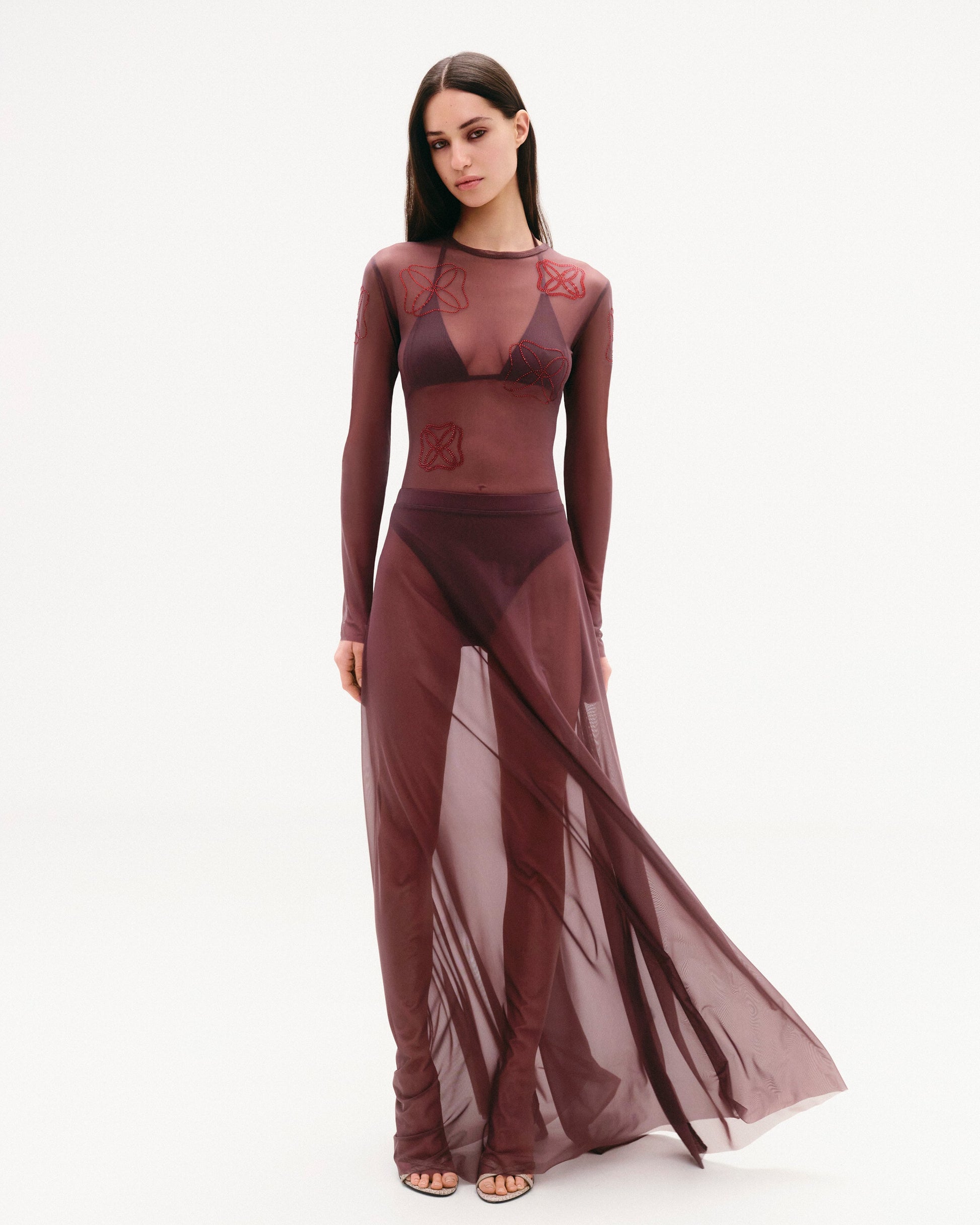 Flowy mesh maxi skirt.