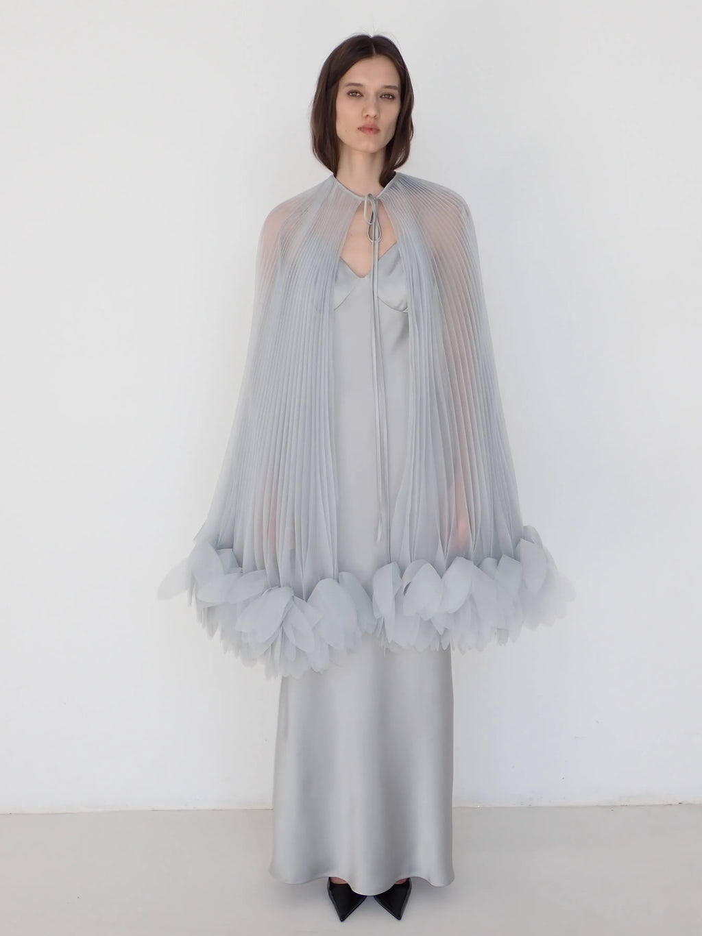 Satin Slip Dress in Silver Gray