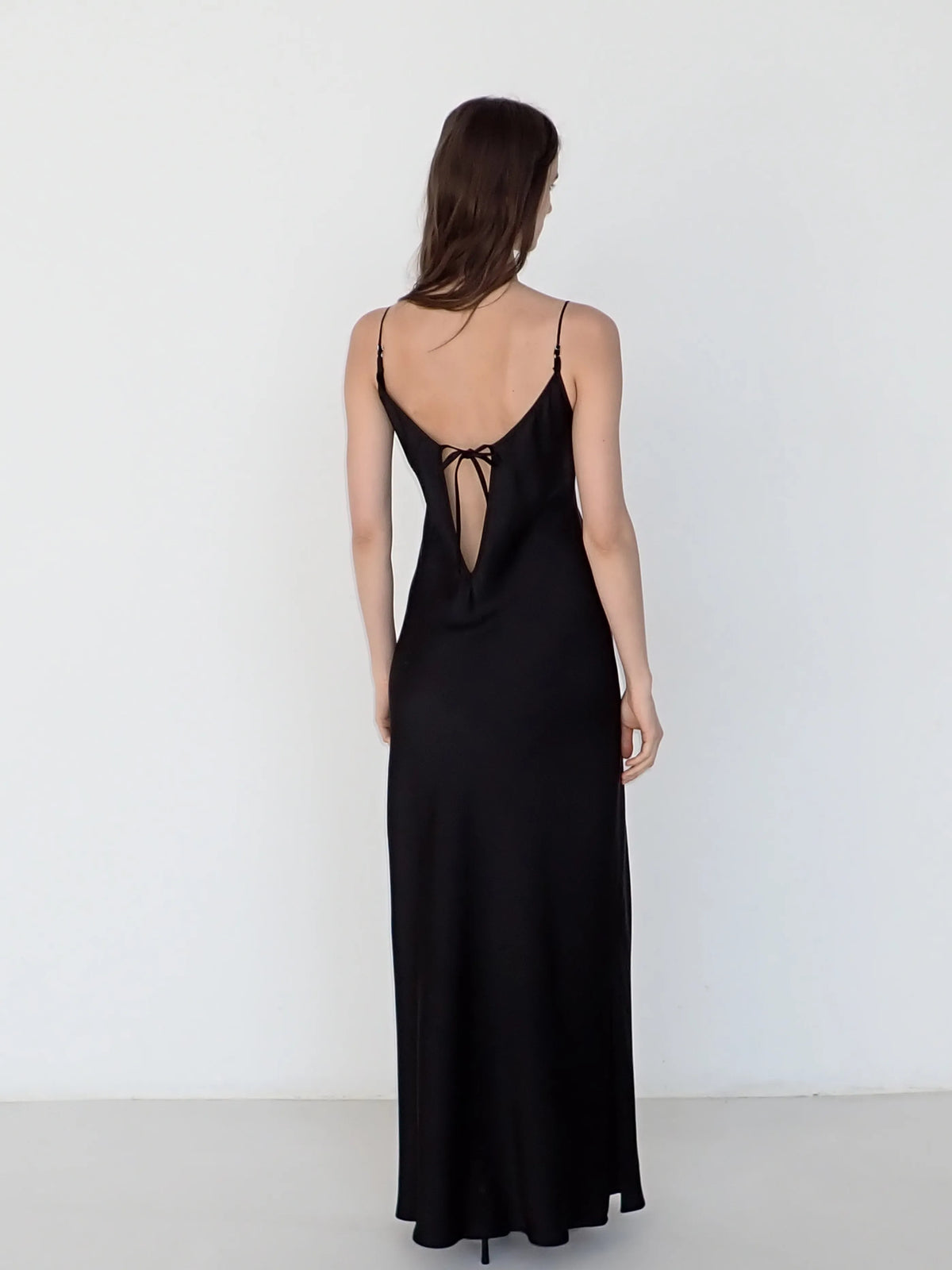 Satin Slip Dress in Black