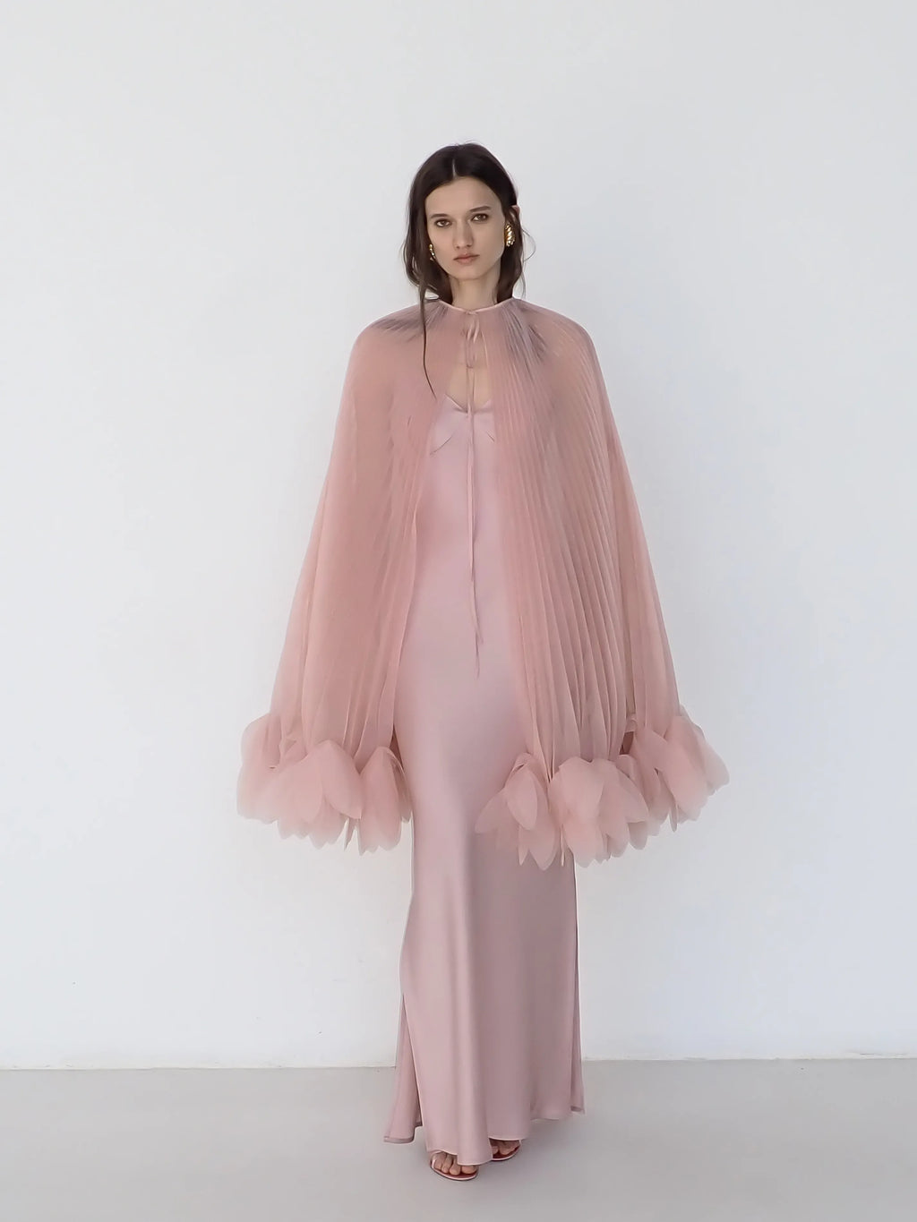 Pleated Petal Cape in Pink