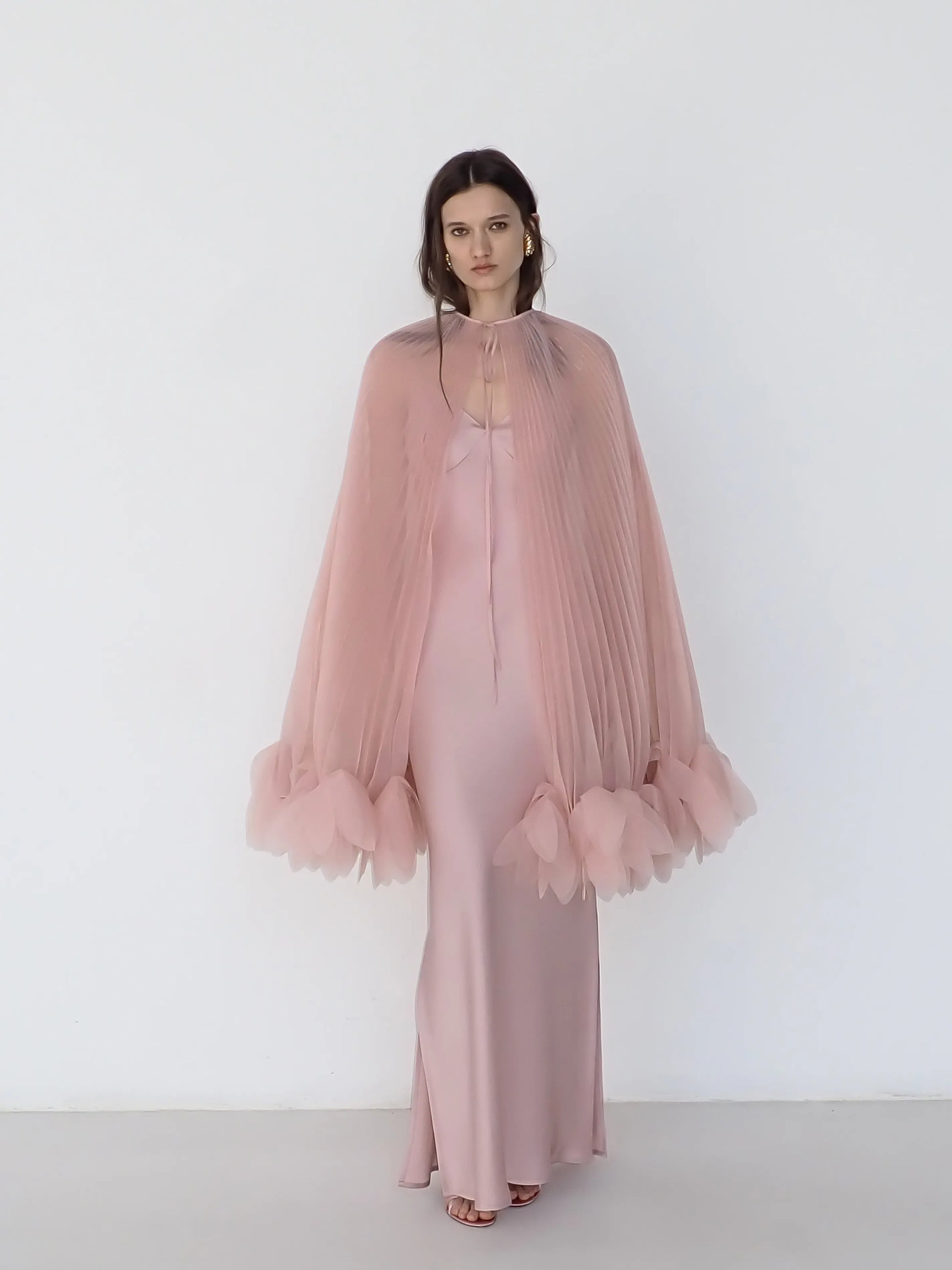 Pleated Petal Cape in Pink