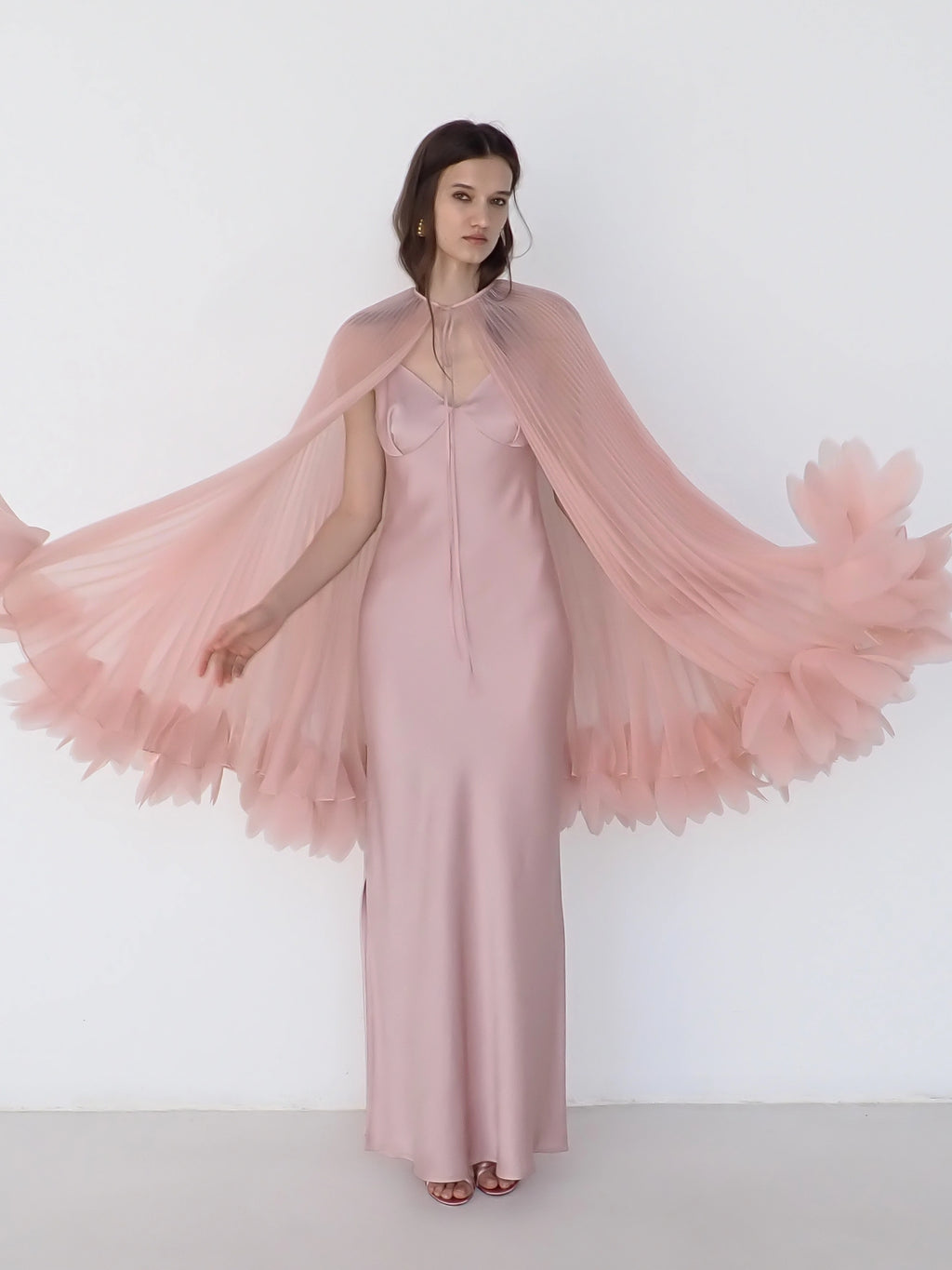 Pleated Petal Cape in Pink