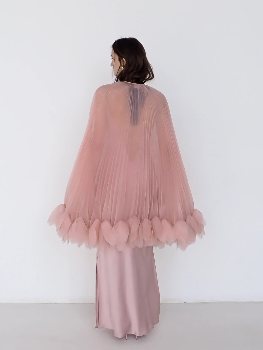 Pleated Petal Cape in Pink