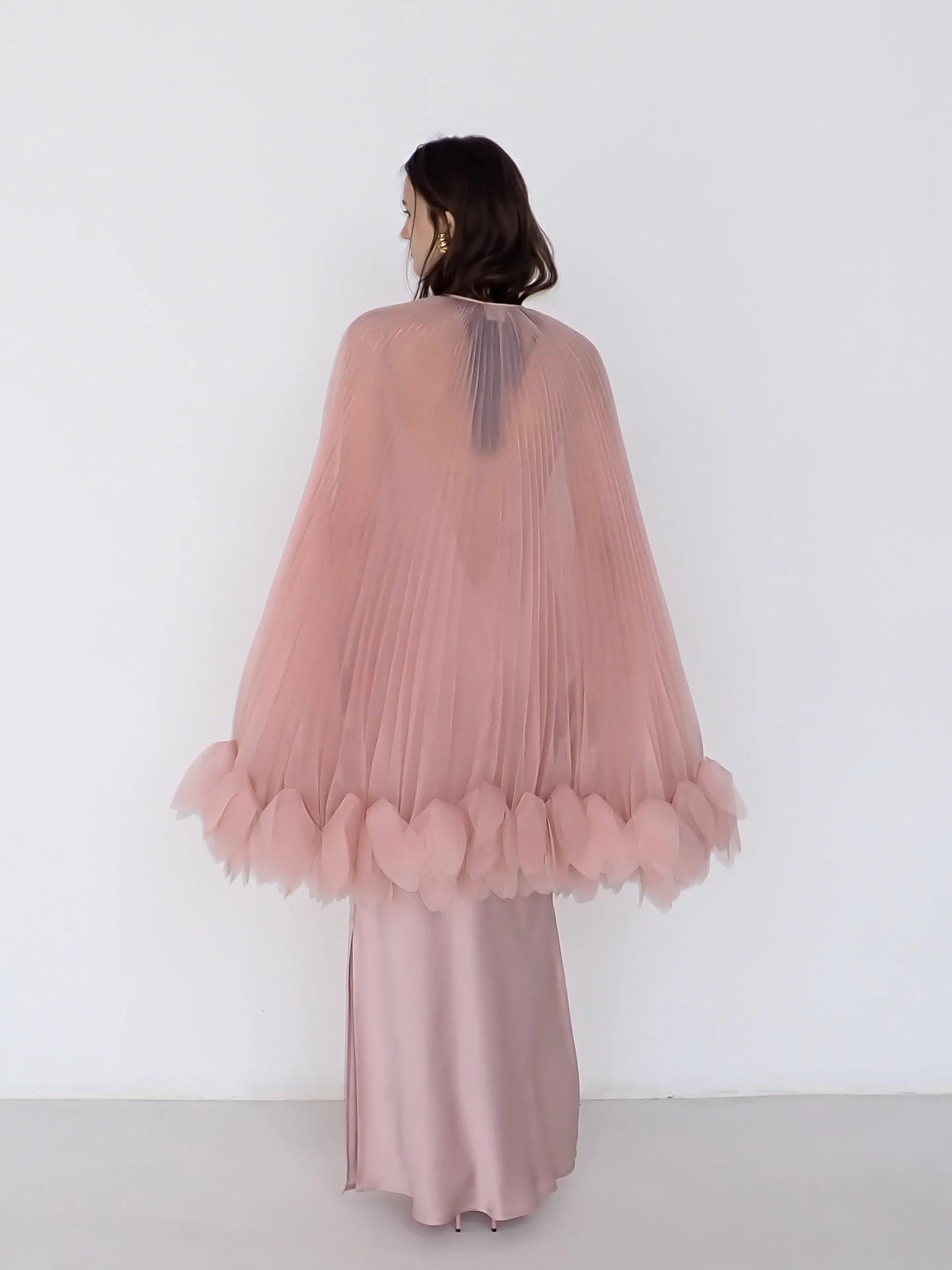 Pleated Petal Cape in Pink