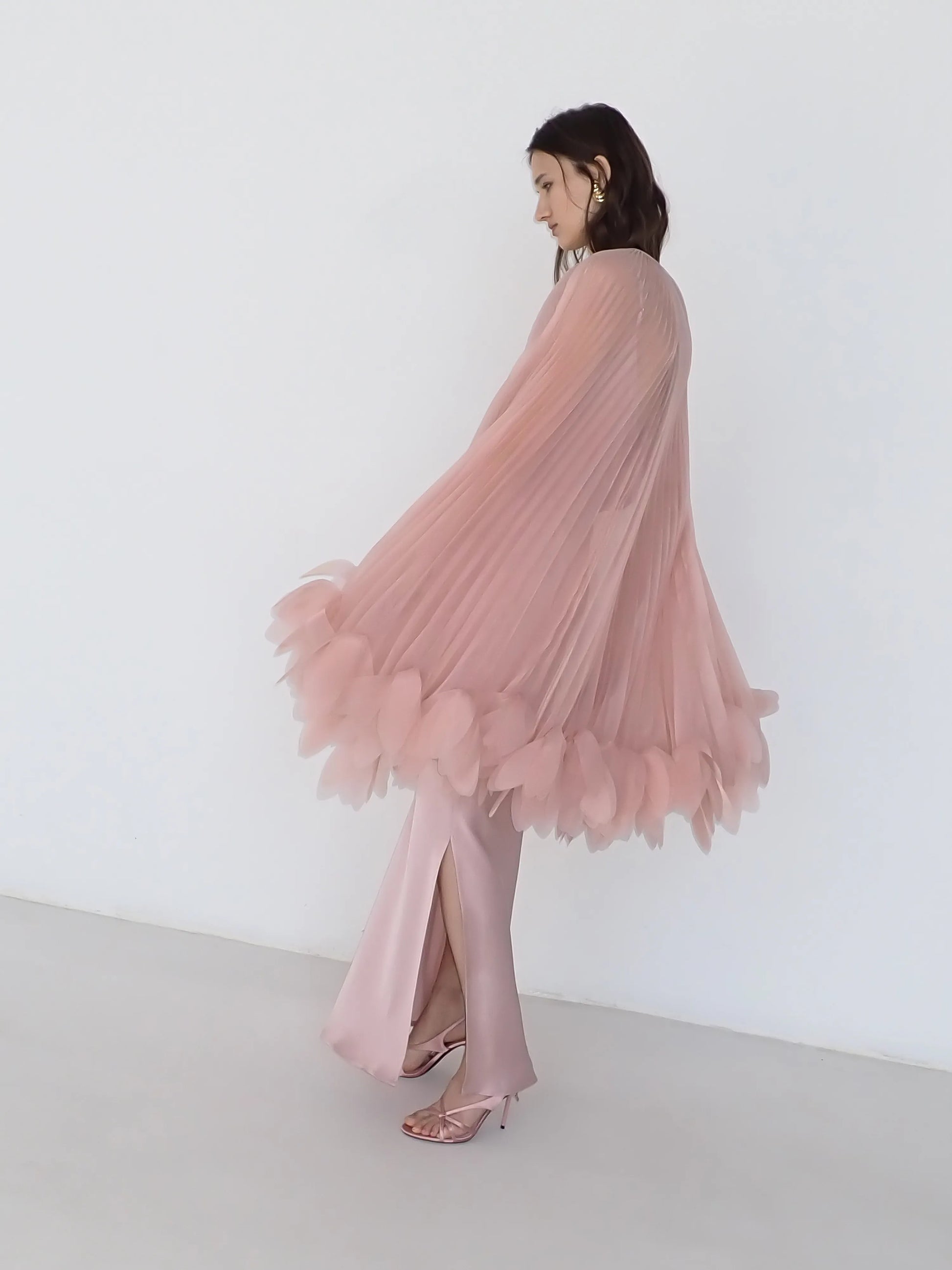 Pleated Petal Cape in Pink