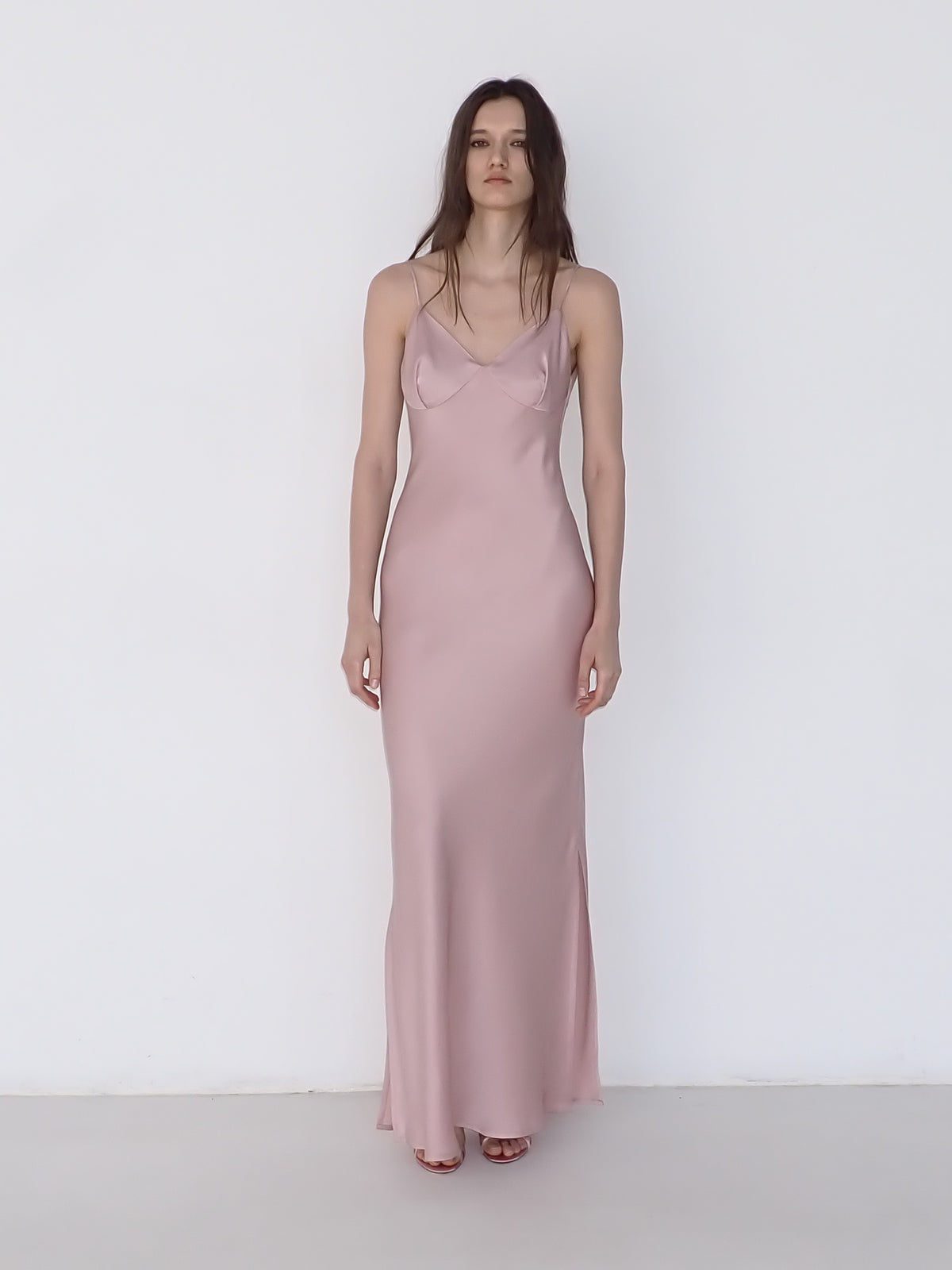 Satin Slip Dress in Powder