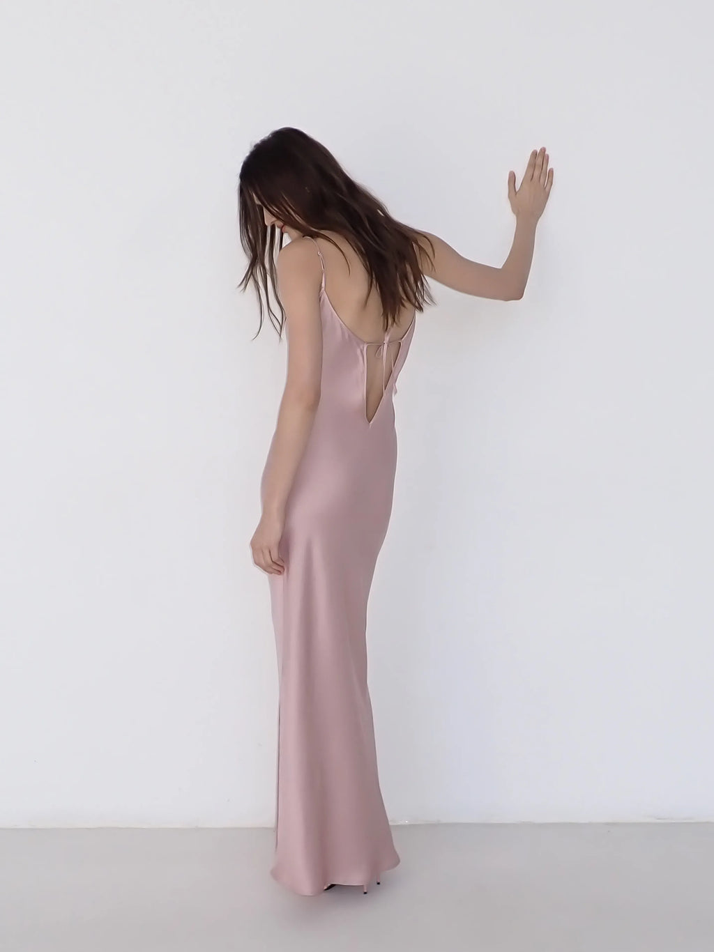 Satin Slip Dress in Powder