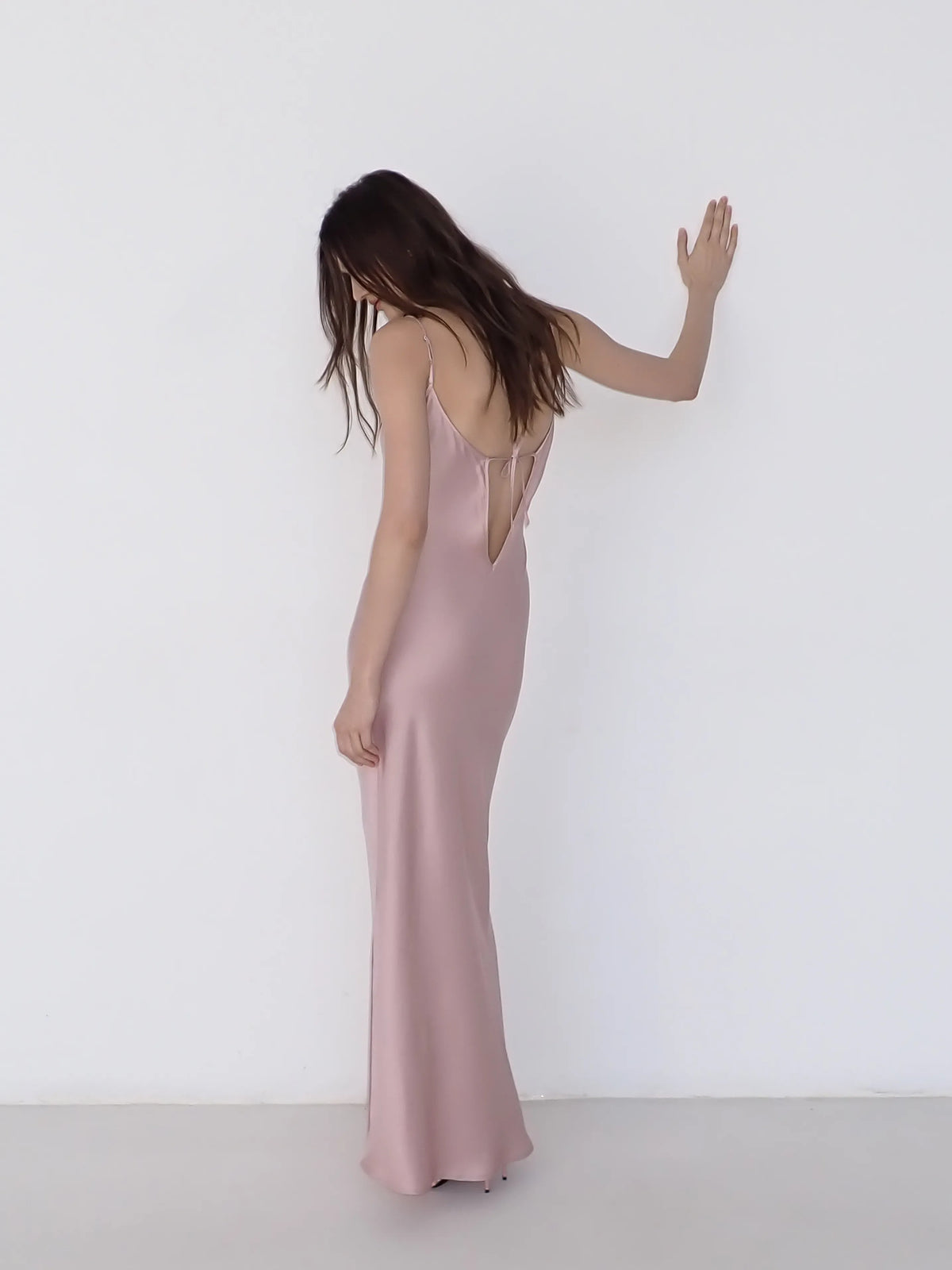 Satin Slip Dress in Powder
