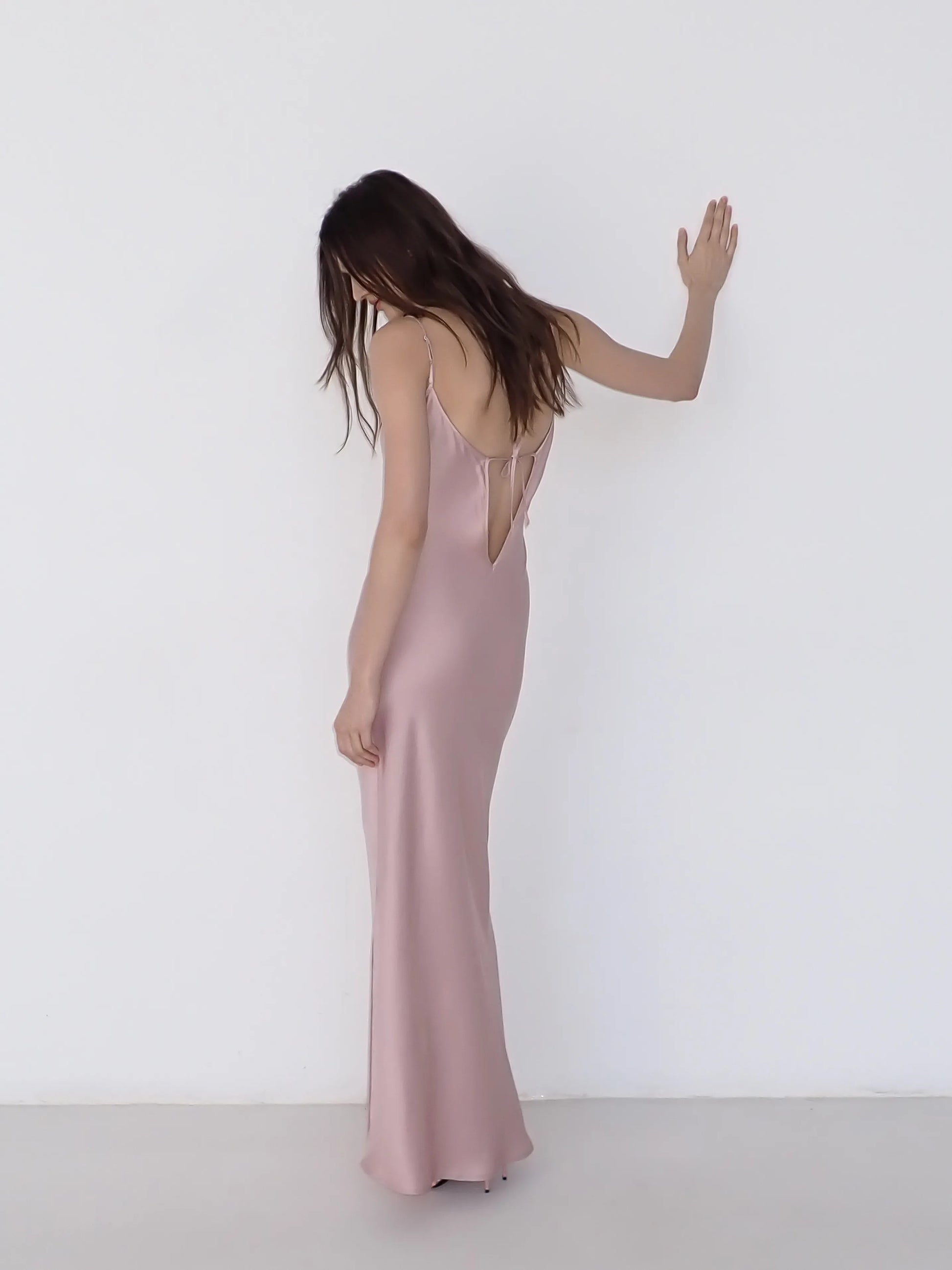 Satin Slip Dress in Powder