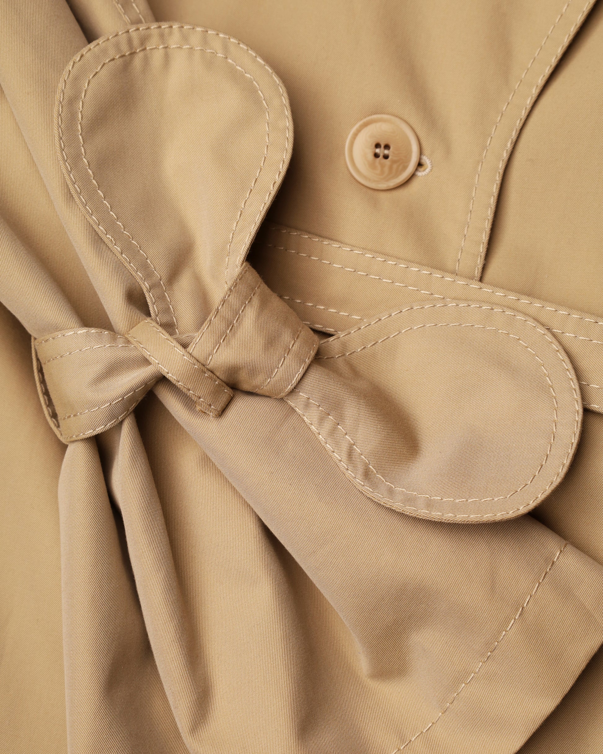 Relaxed Trench Coat With Detachable Scarf and Floral Appliqués