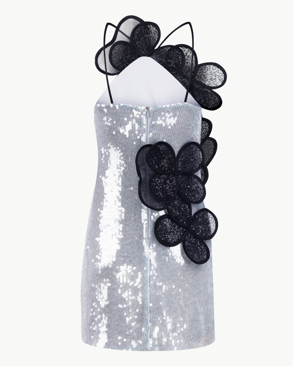Sequin Mini Dress With Layered Floral Appliqués