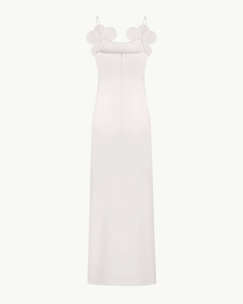 Long-Silhouette Sheath Dress With Delicate Straps and Floral Appliqués