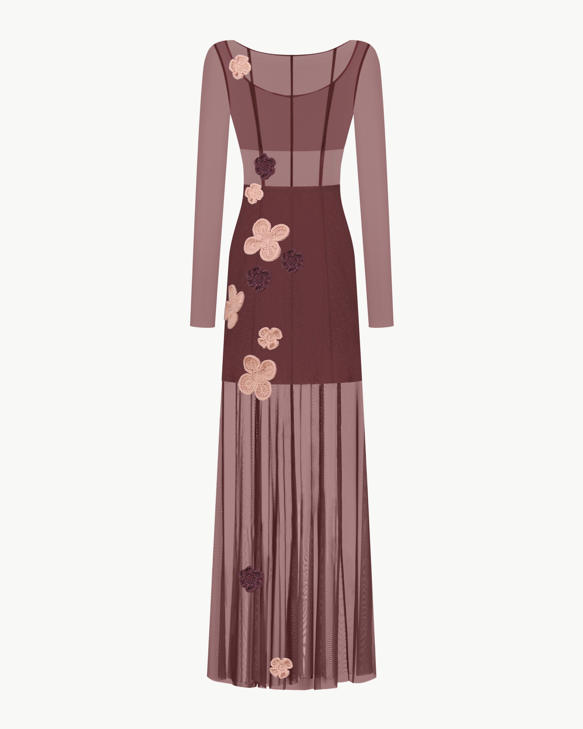 Sheer Floral Appliqué Dress