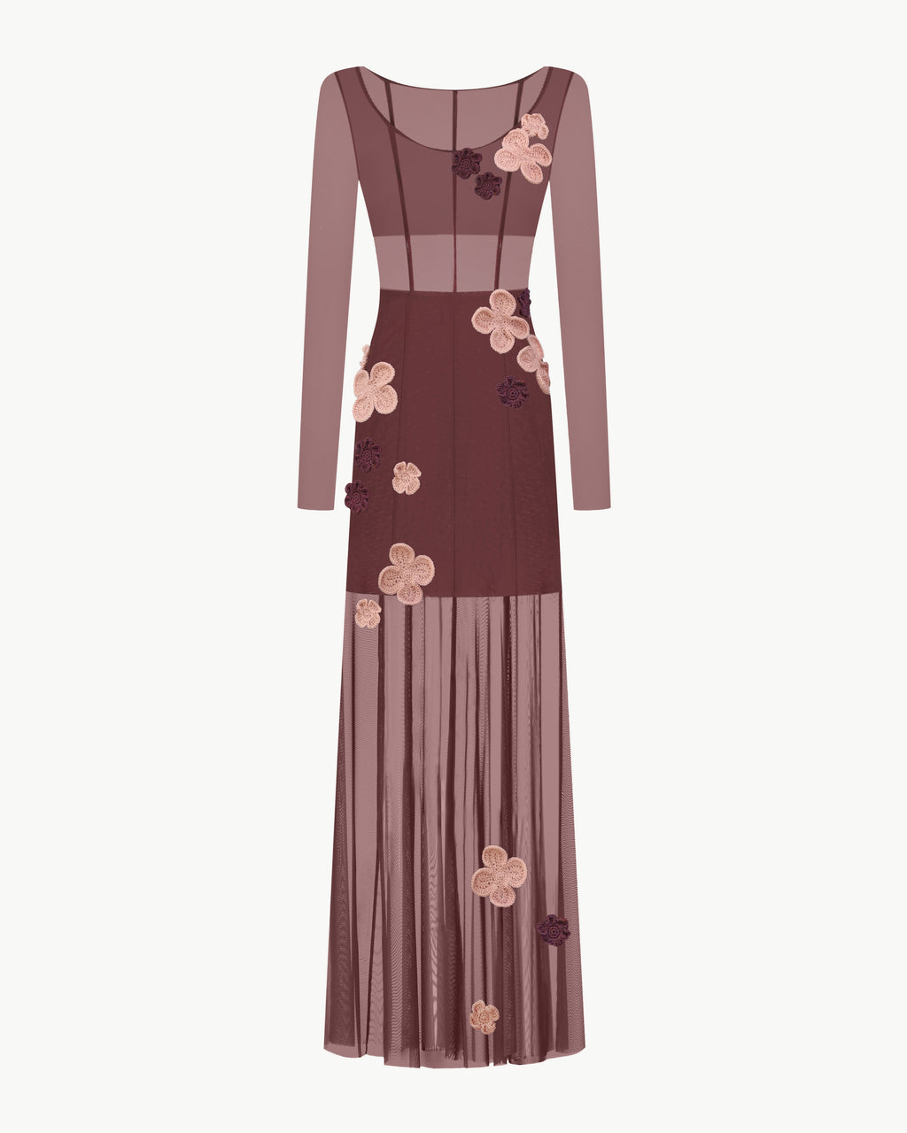 Sheer Floral Appliqué Dress
