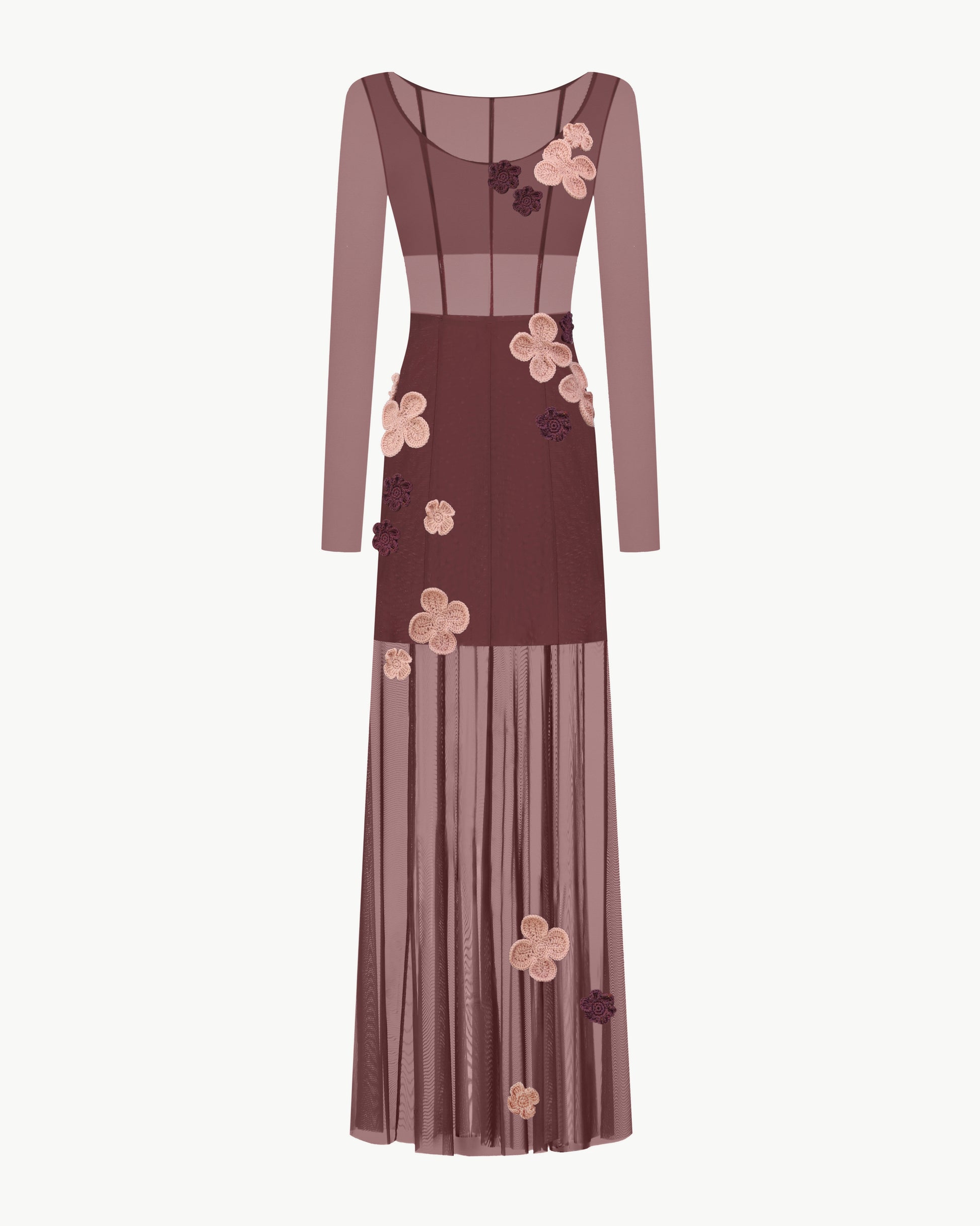 Sheer Floral Appliqué Dress