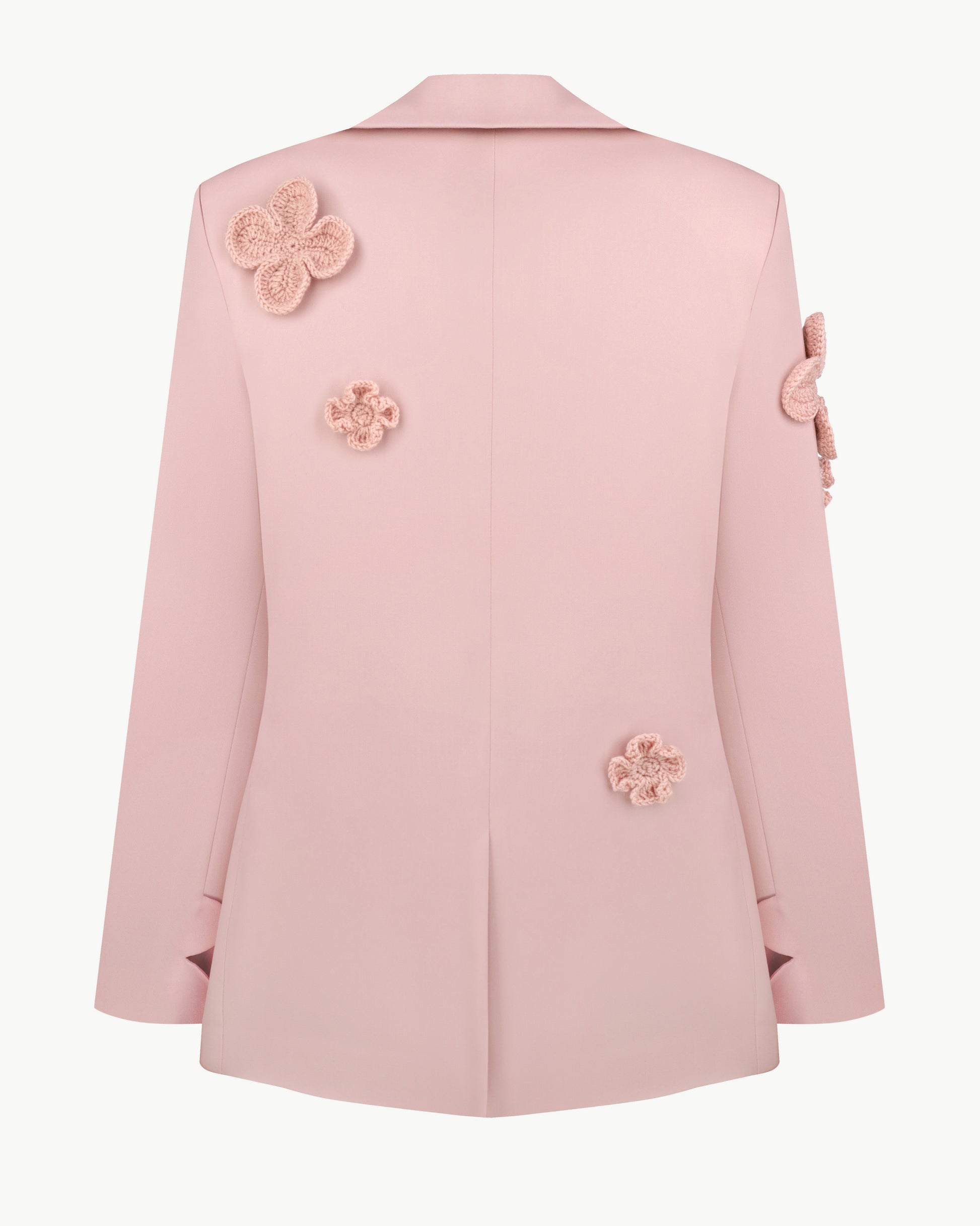 Classic Hourglass Jacket With Crochet Floral Appliqués