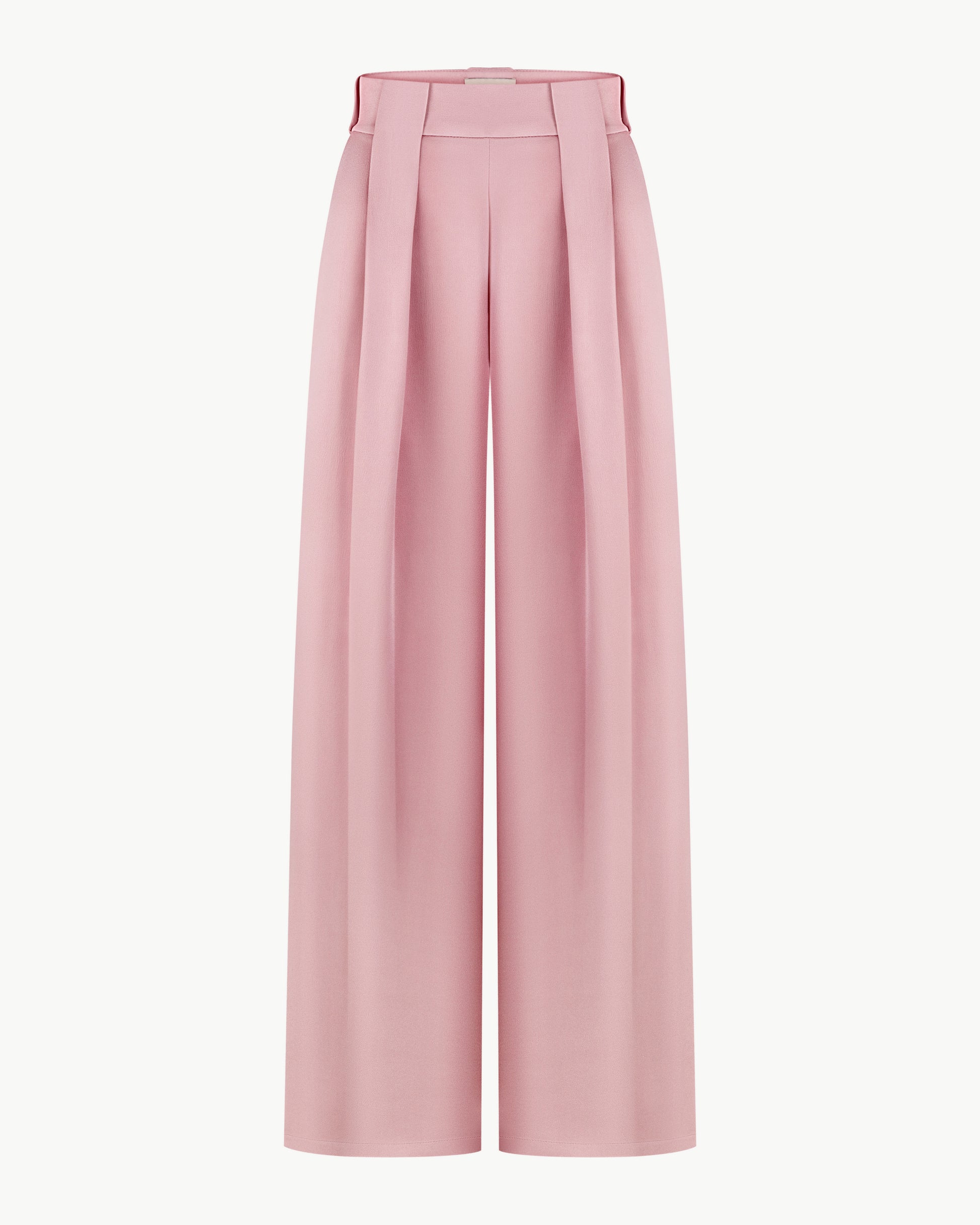 High-waisted Loose-fitting Pants in Peony Pink