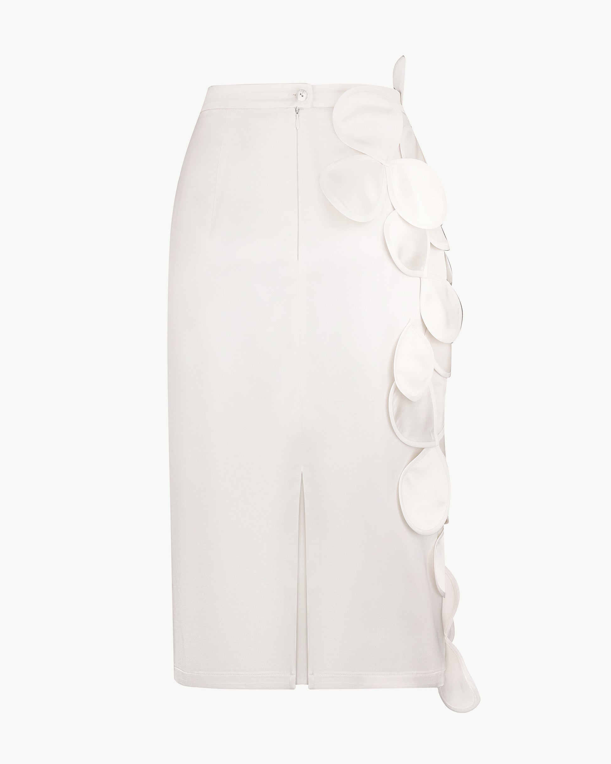 Below-Knee Bridal Skirt With Decorative Floral Appliqués