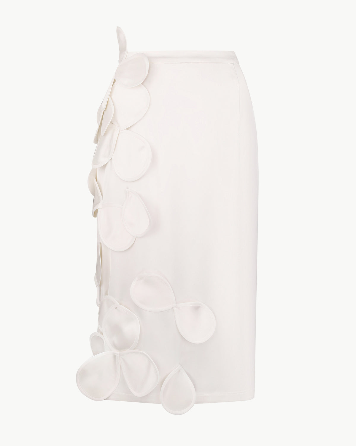 Below-Knee Bridal Skirt With Decorative Floral Appliqués