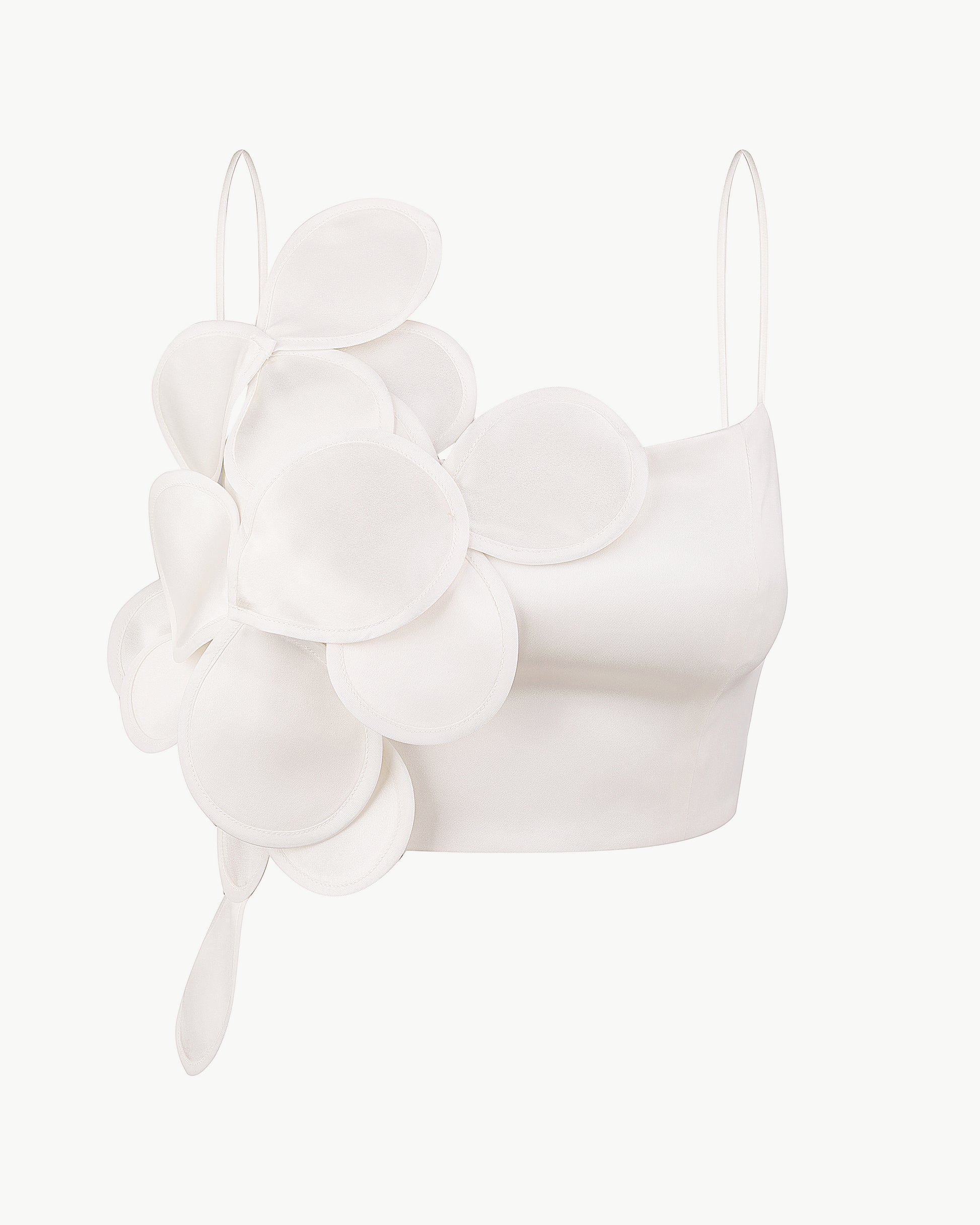 Wedding-Style Mini Top With Decorative Floral Appliqués