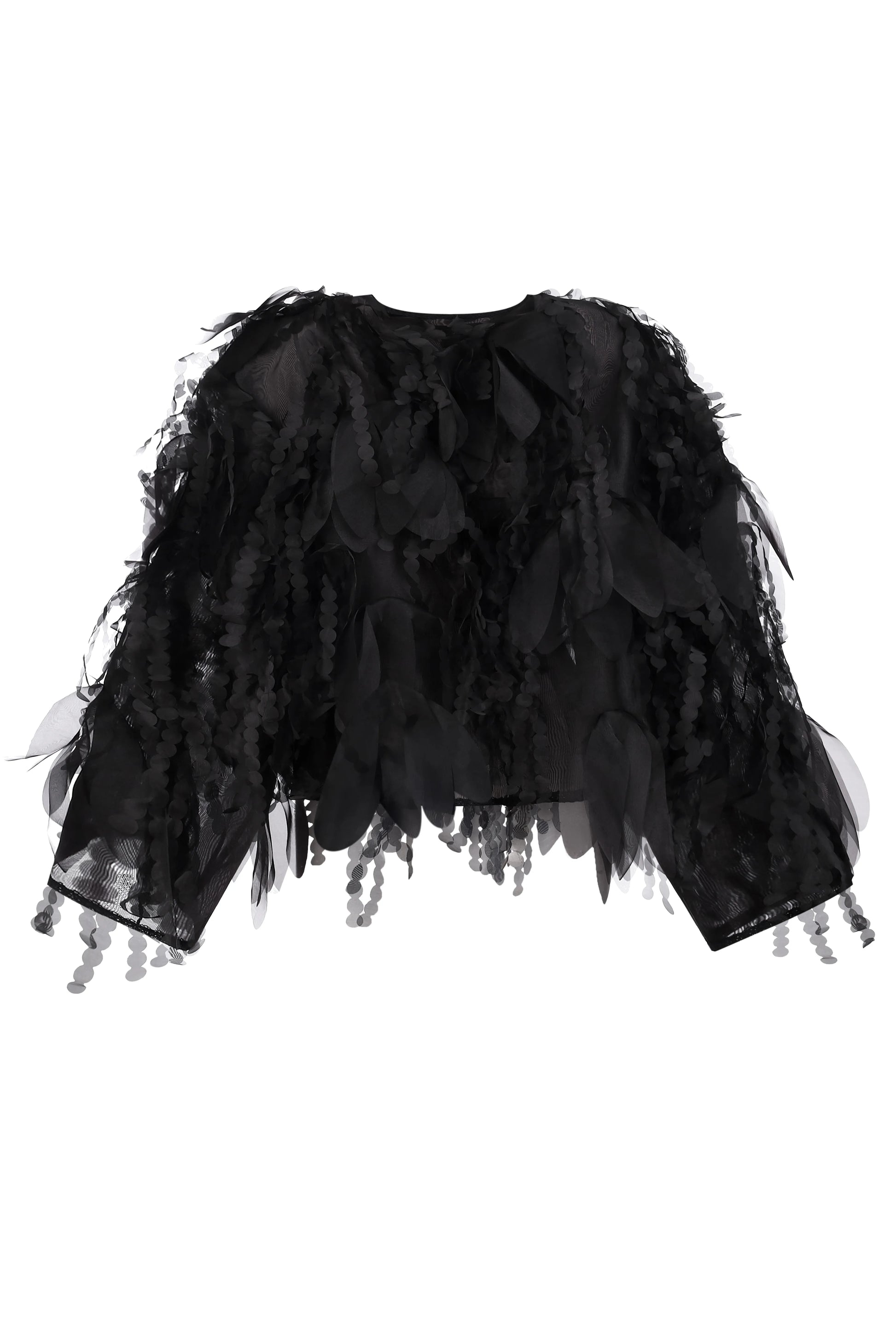 Textured Floral Blouse in Black