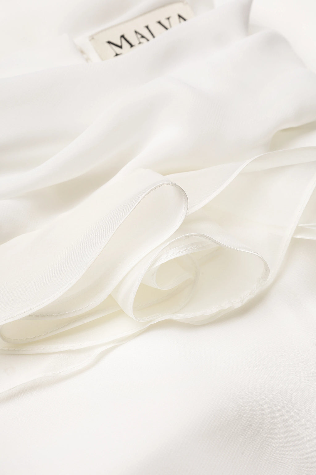 Rosette Silk Cape-Blouse in White