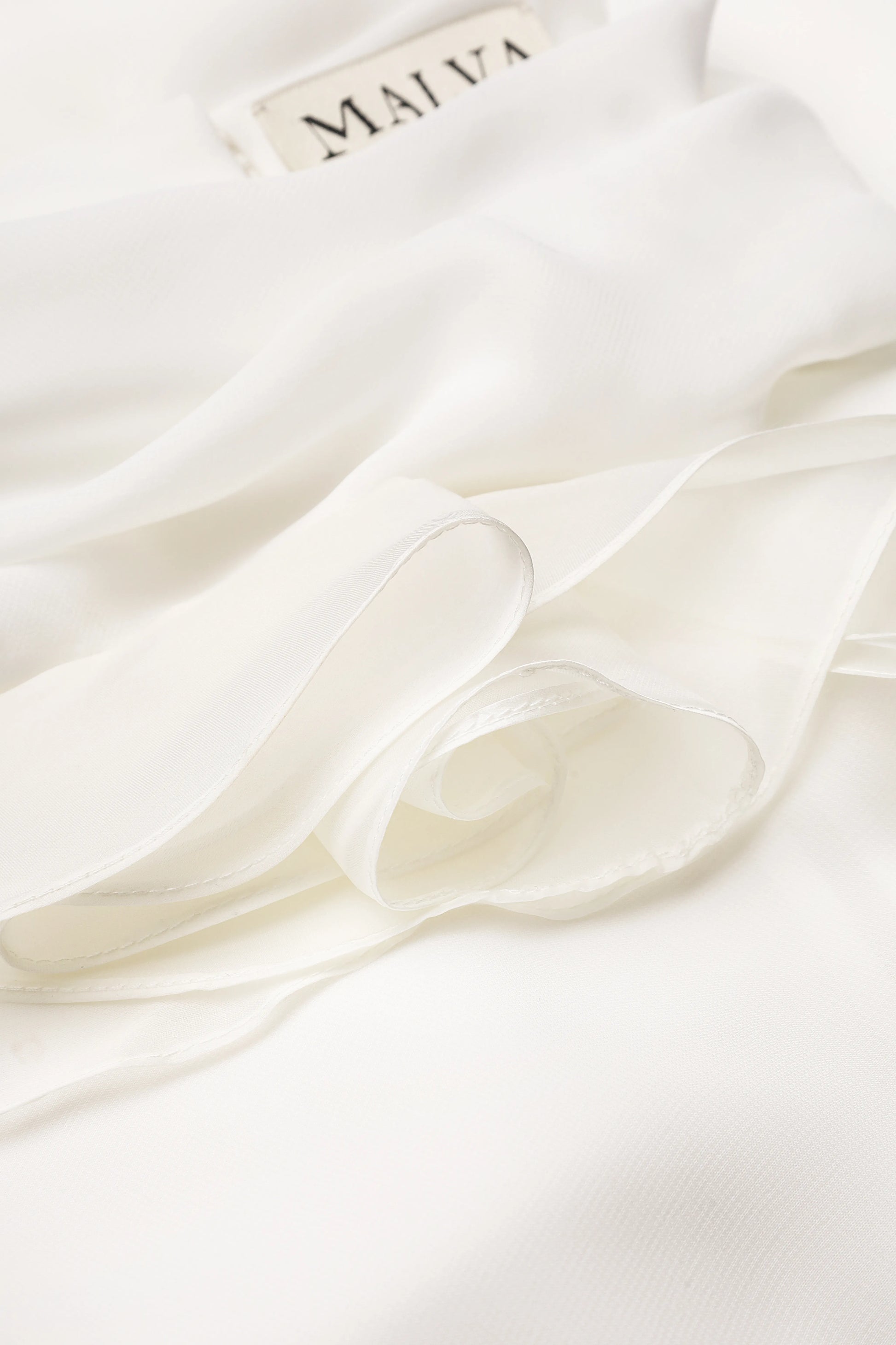 Rosette Silk Cape-Blouse in White