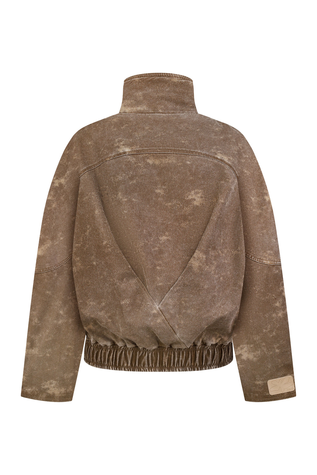 Funnel-Neck Weathered Blazer in Brown