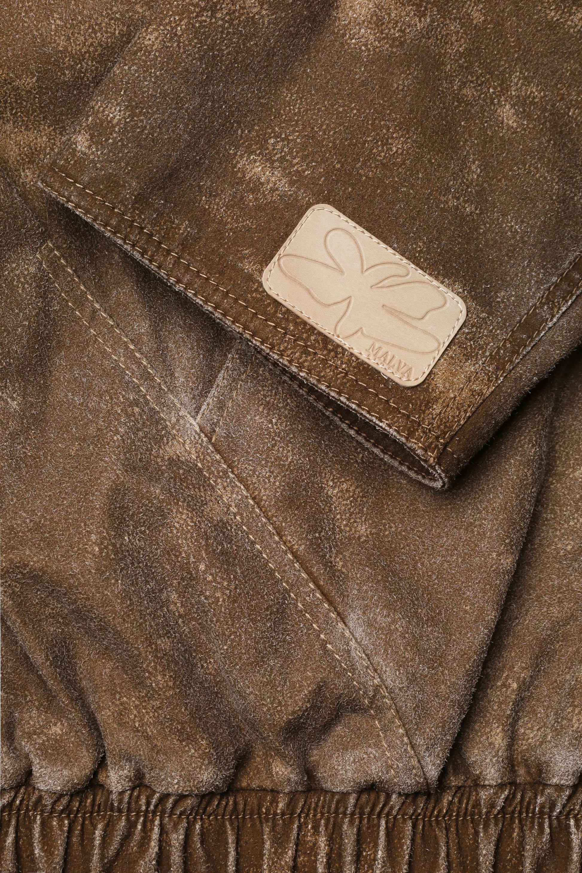 Funnel-Neck Weathered Blazer in Brown