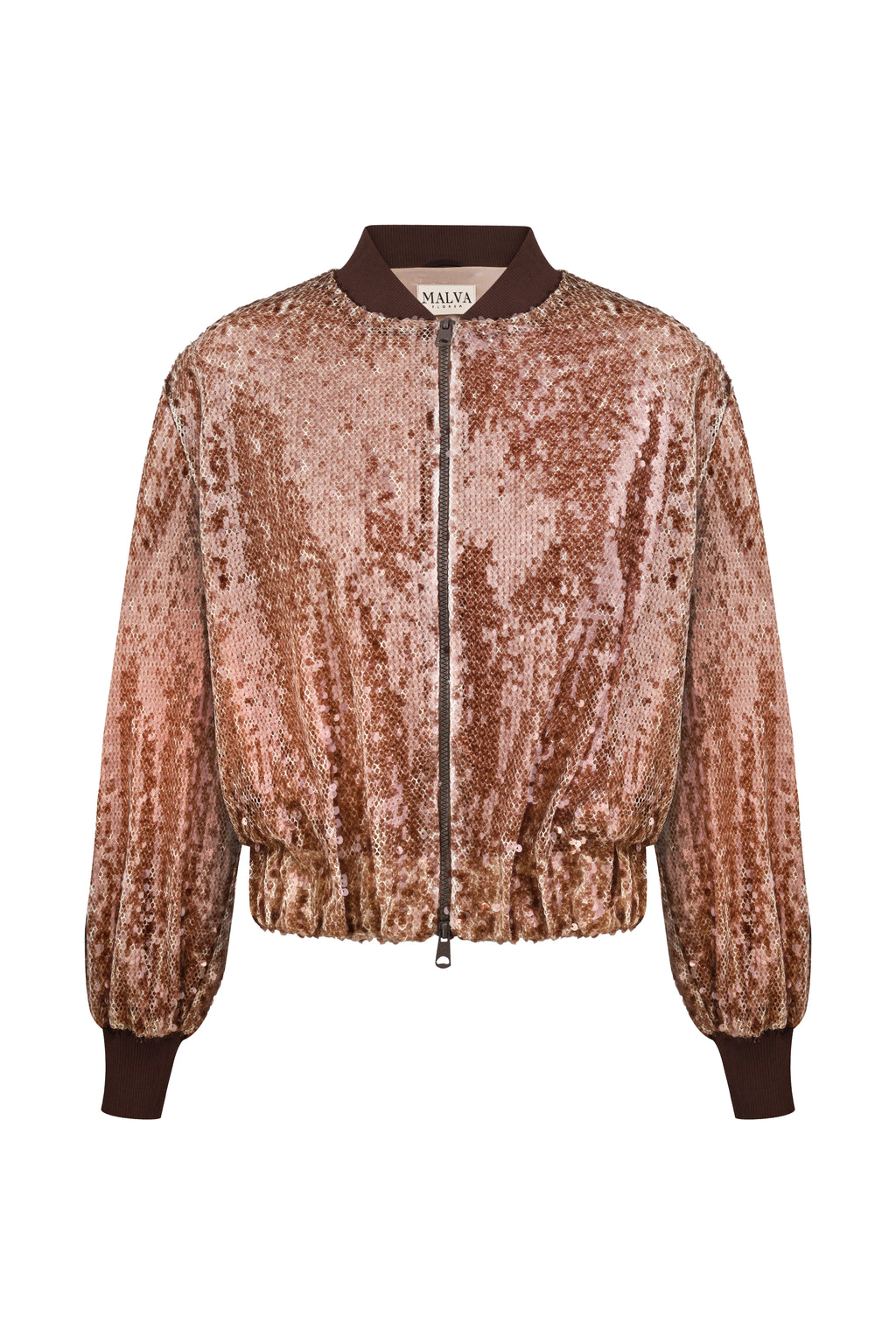 Sequin Bomber Blazer in Brown