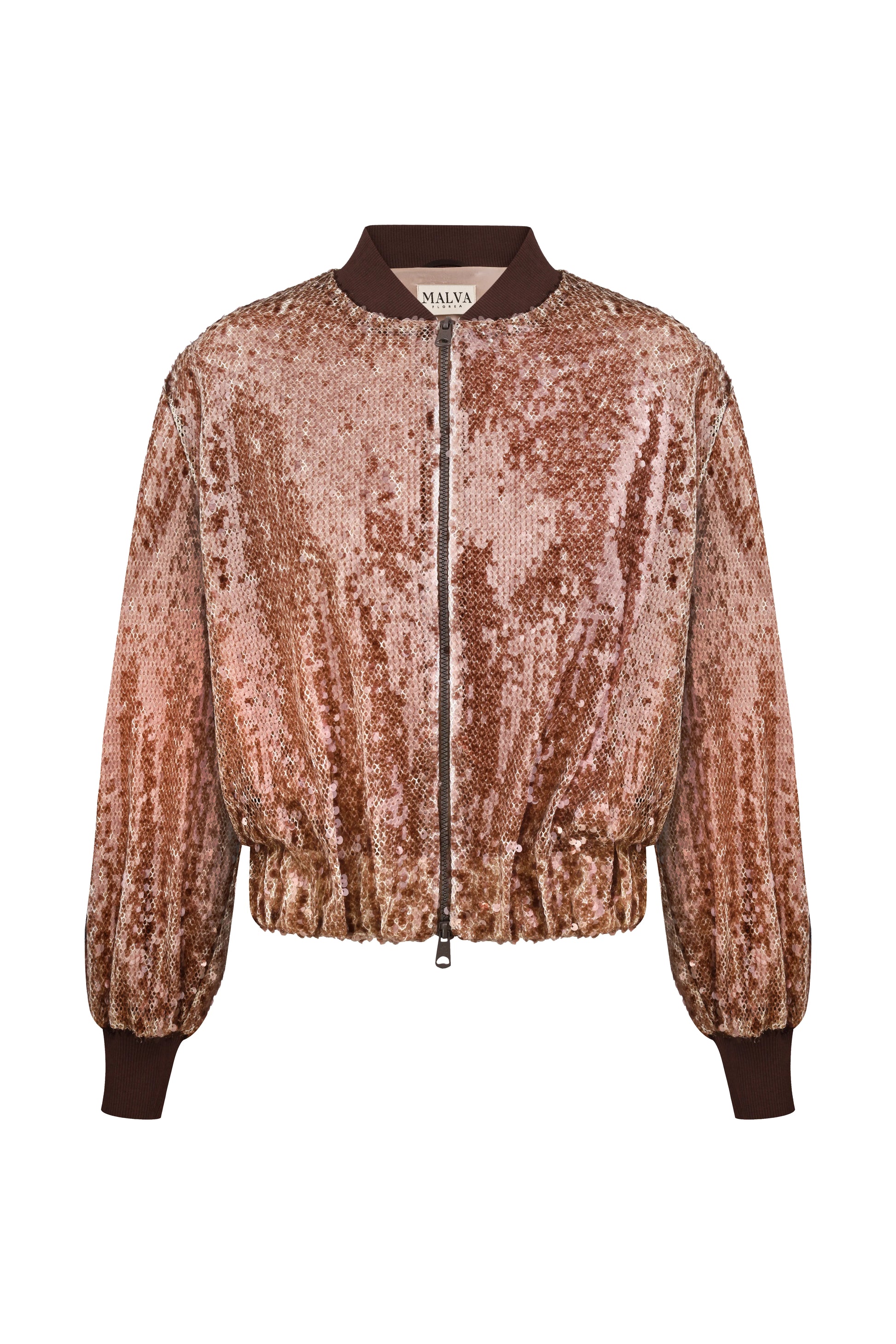Sequin Bomber Blazer in Brown
