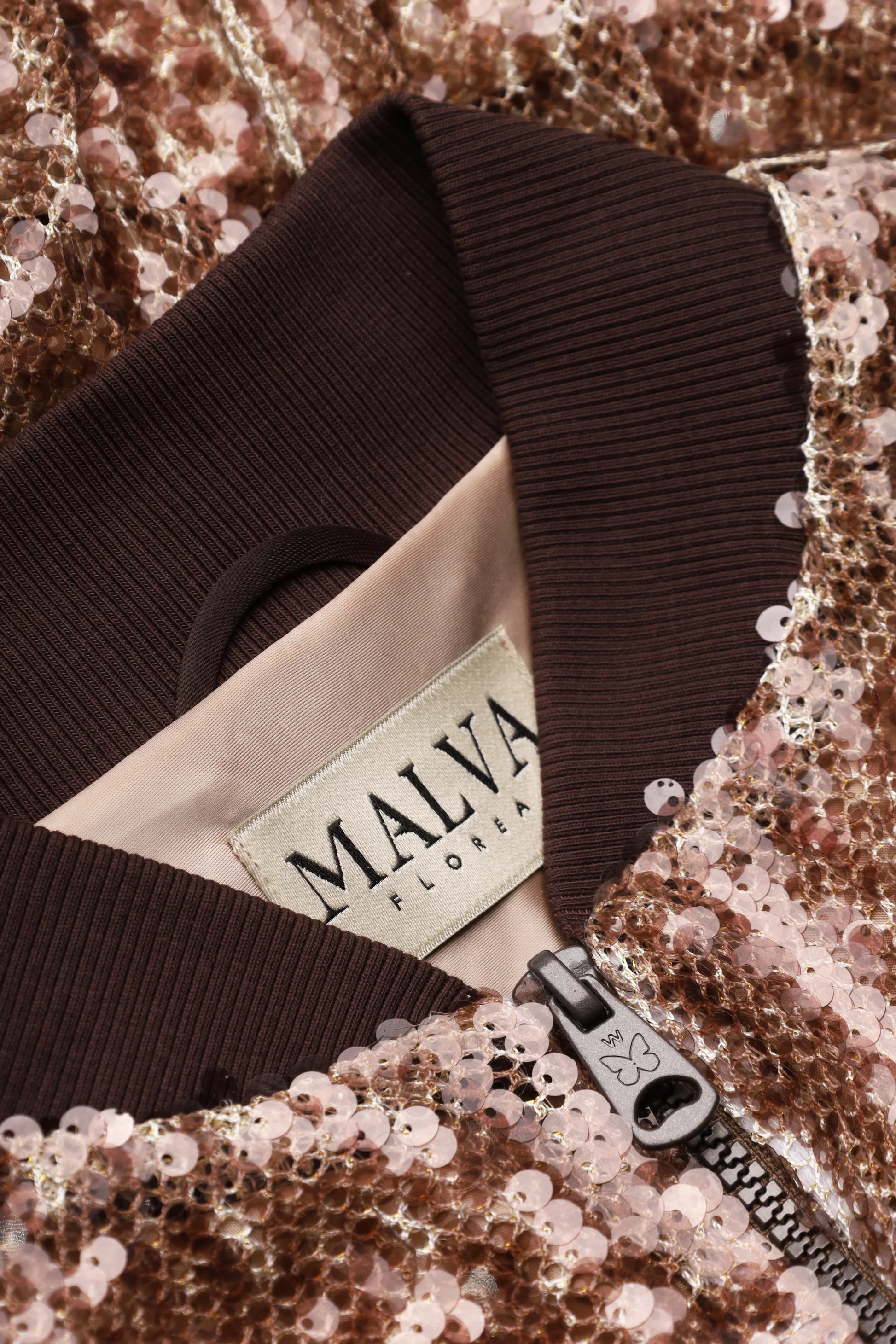 Sequin Bomber Blazer in Brown