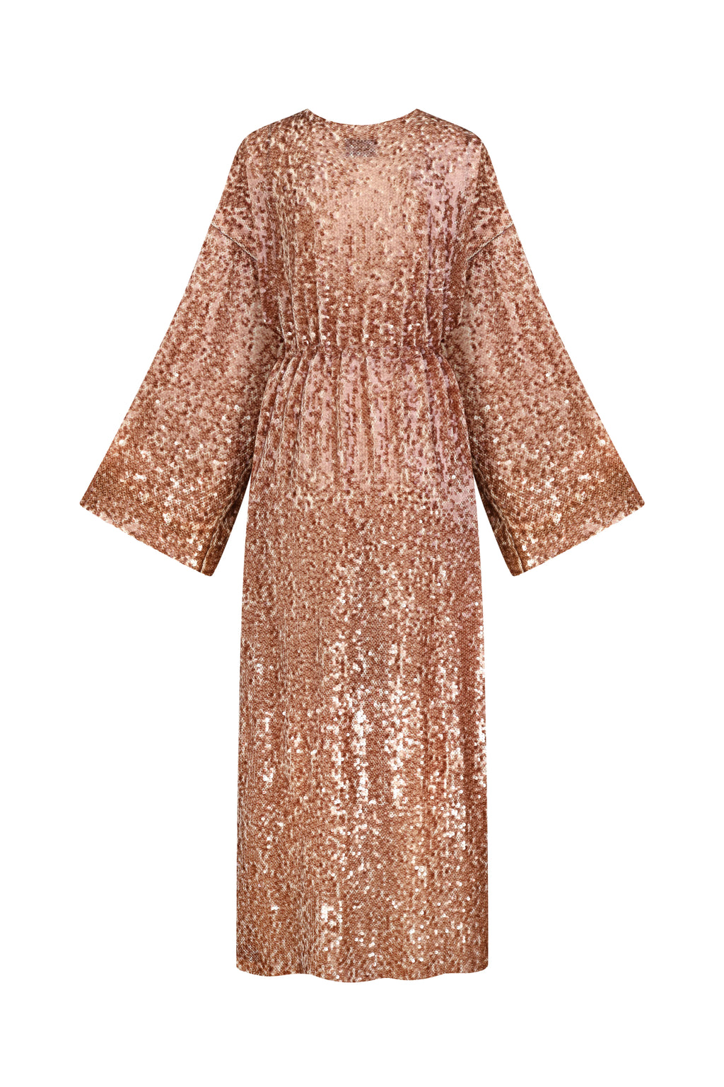 Floral-Tie Sequin Cape in Brown