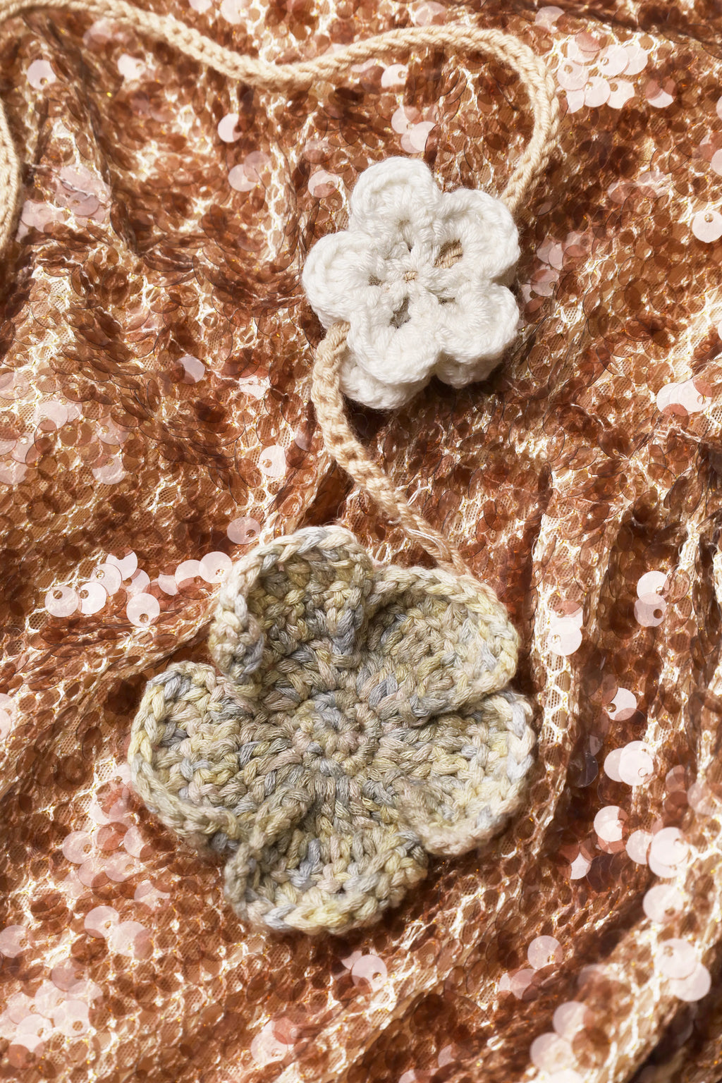 Floral-Tie Sequin Cape in Brown