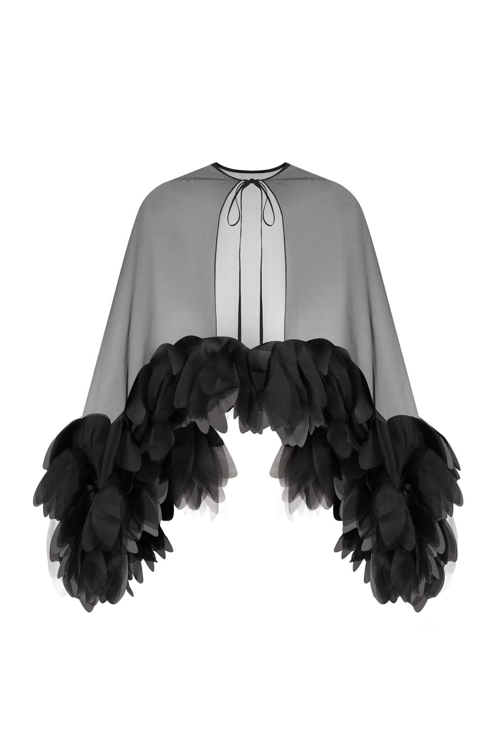 Floral Sheer Cape Top in Black