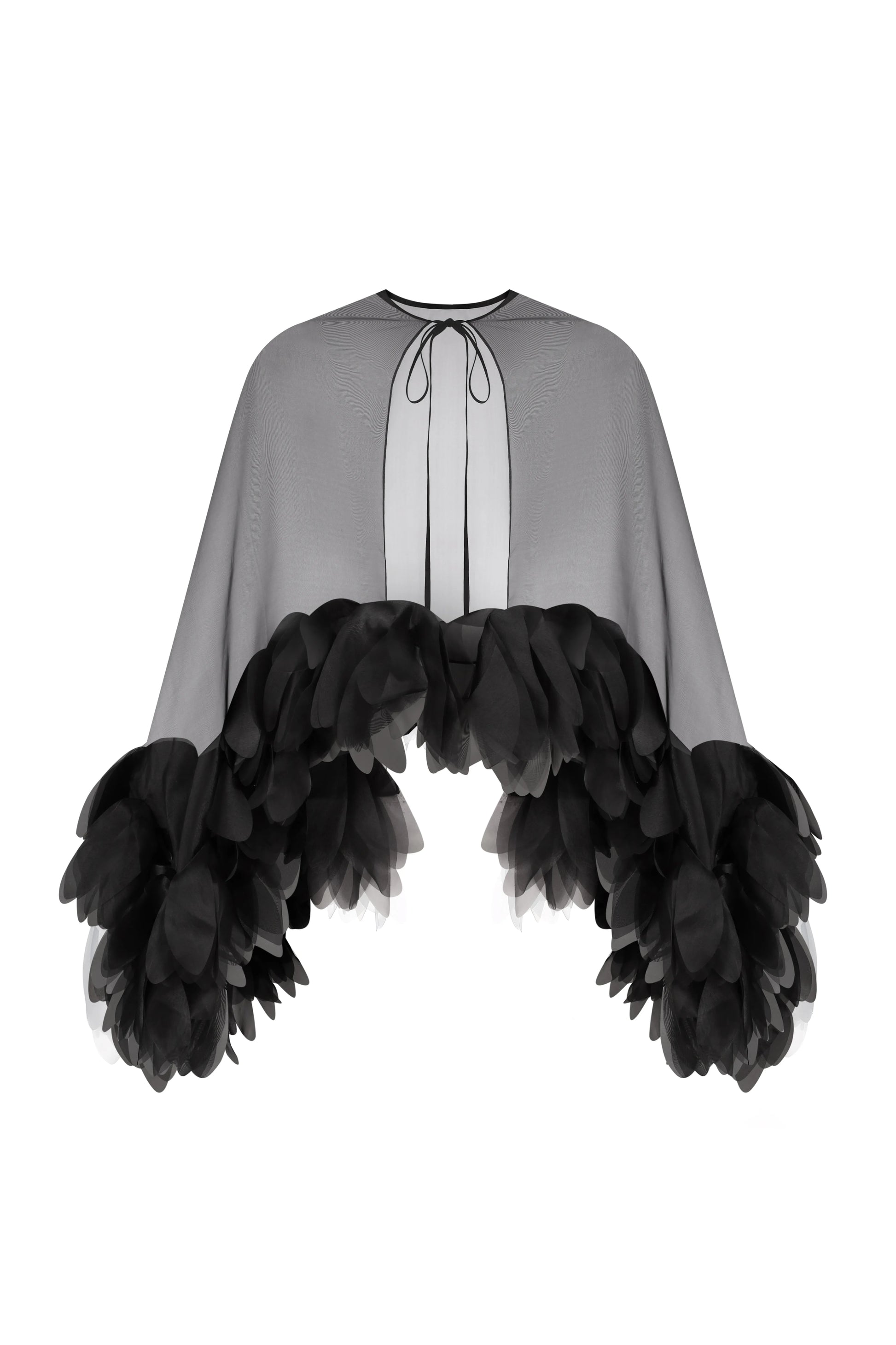 Floral Sheer Cape Top in Black