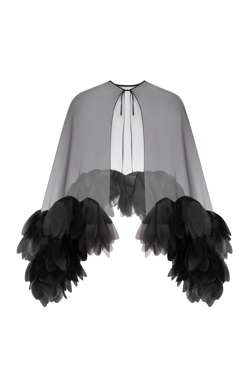 Floral Sheer Cape Top in Black