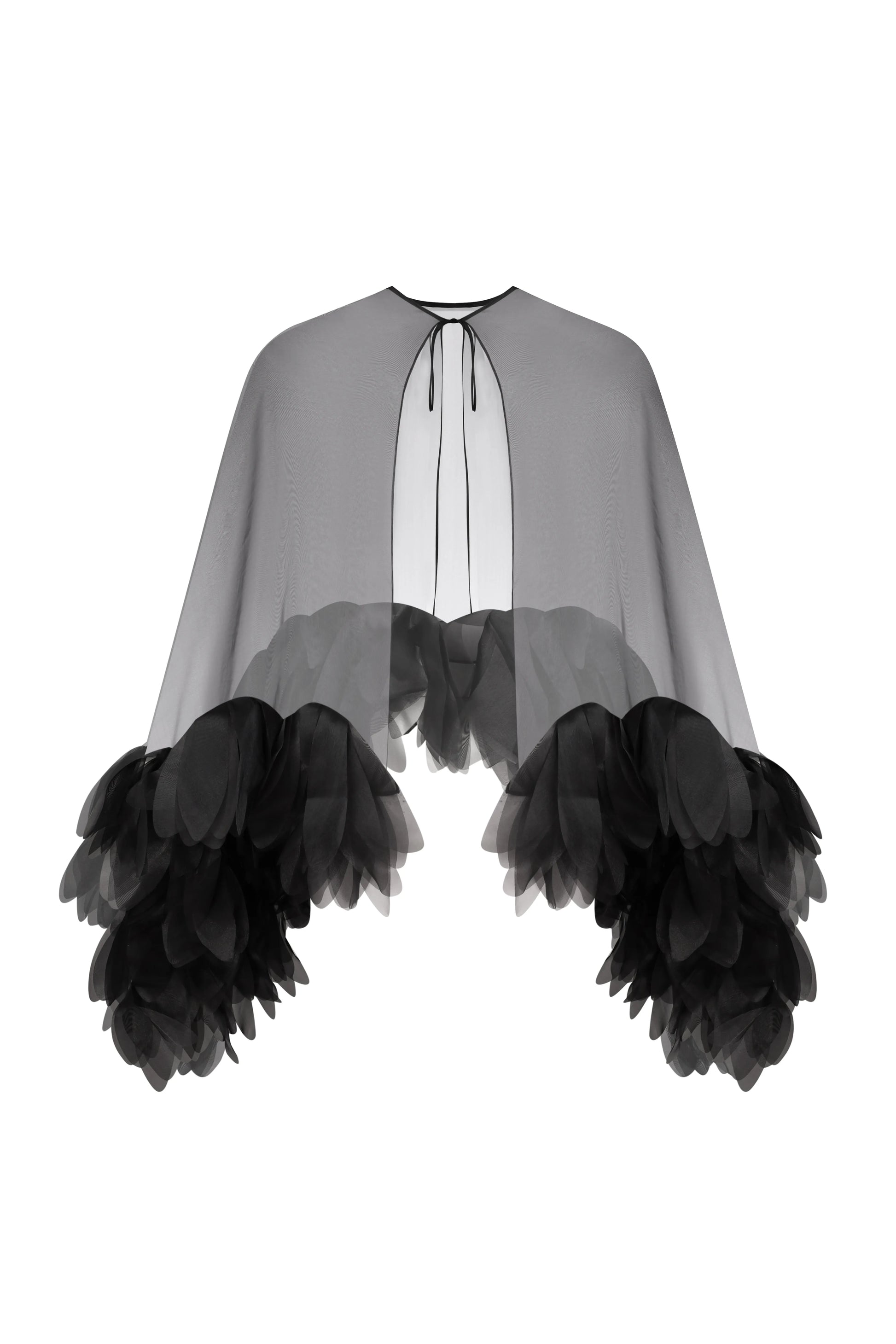 Floral Sheer Cape Top in Black