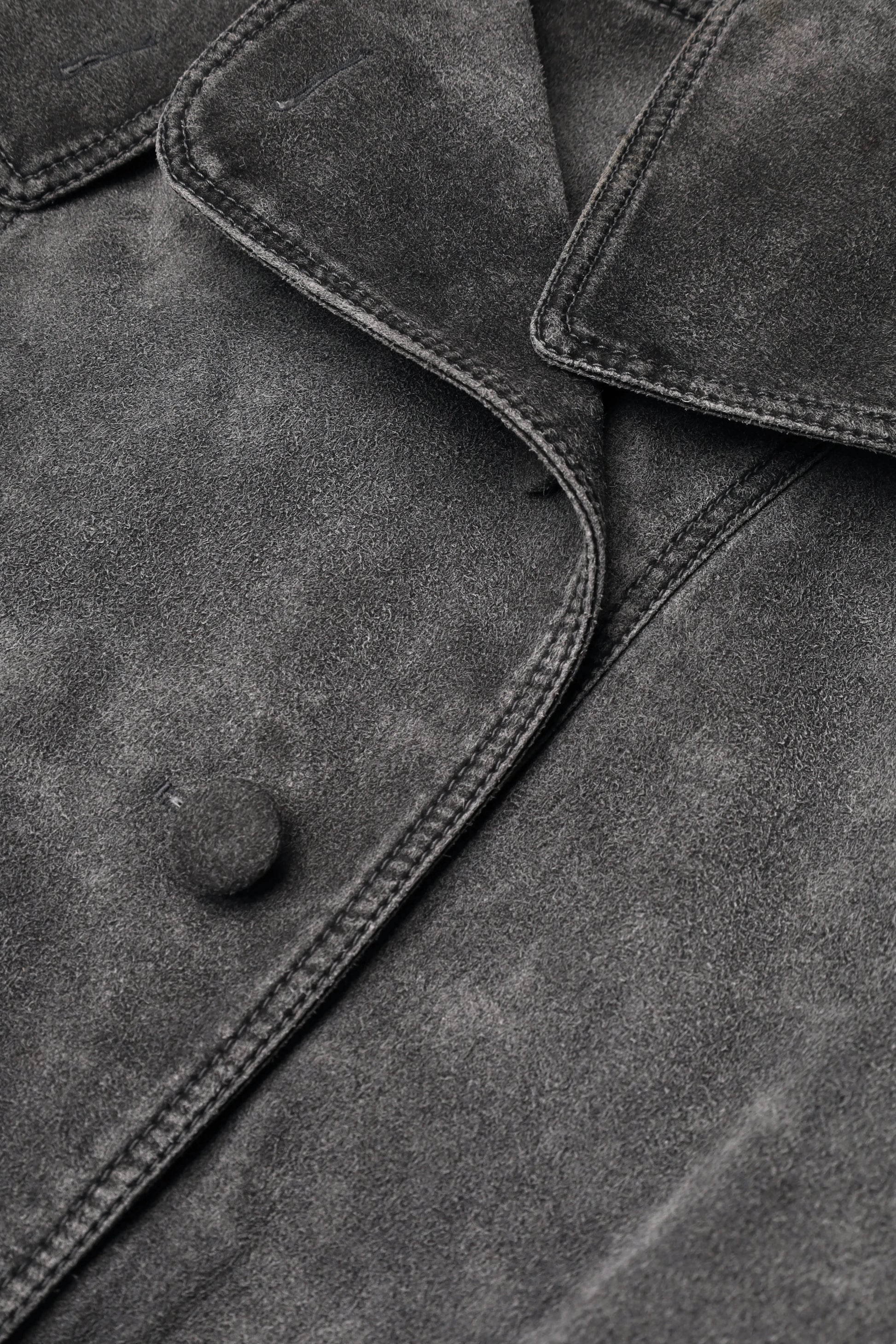 Weathered Funnel-Neck Coat in Gray