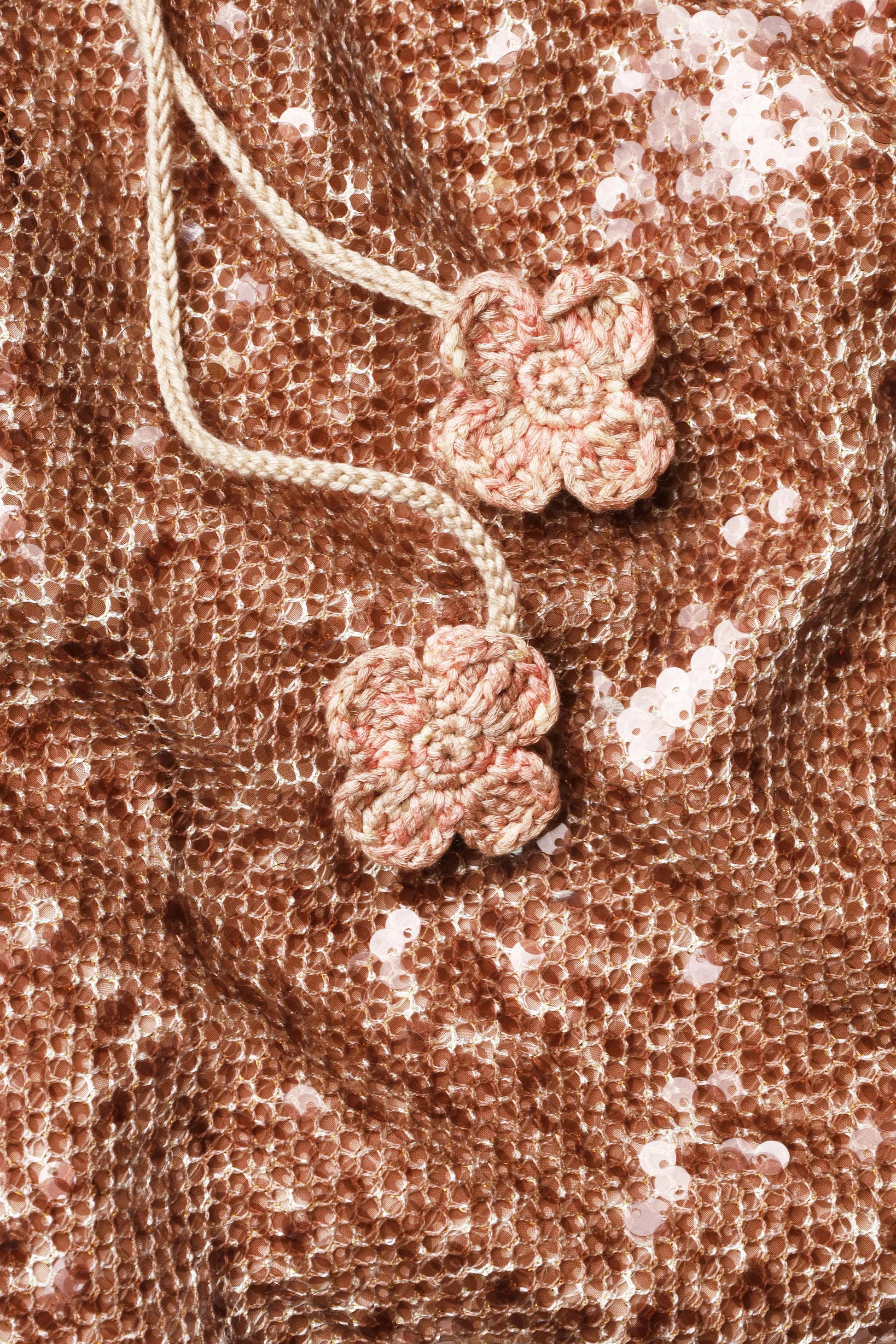 Cowl-Neck Sequin Slip Dress in Brown