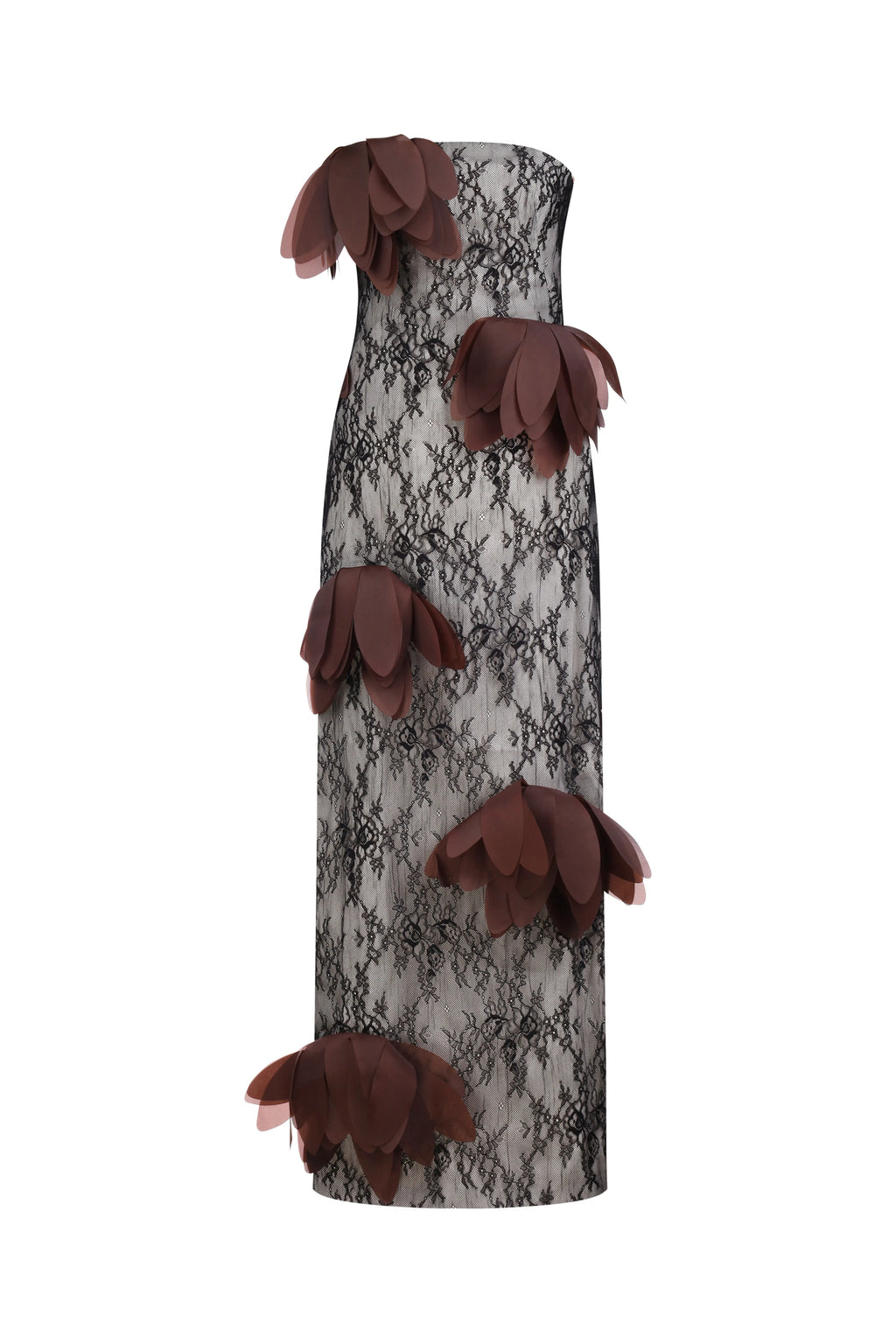 3D Petal Lace Dress in Black