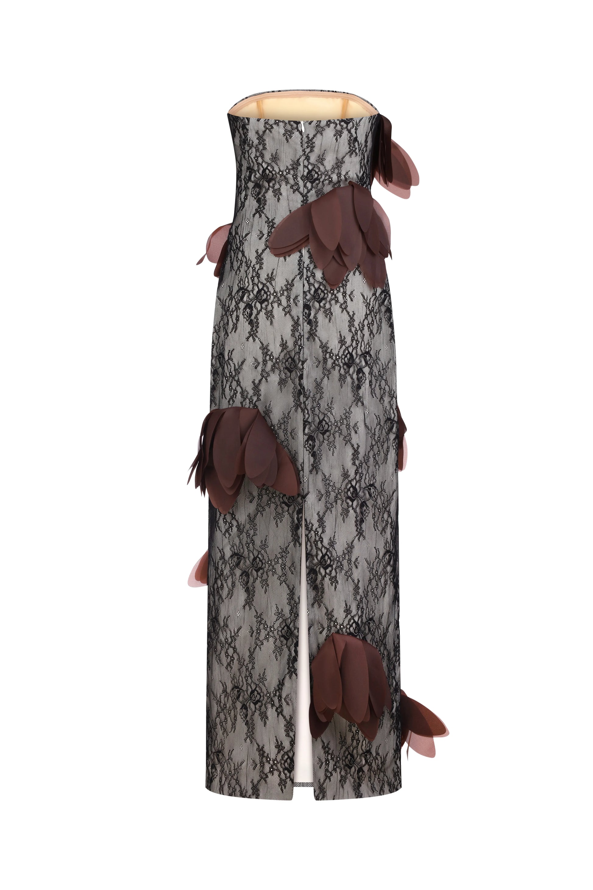 3D Petal Lace Dress in Black