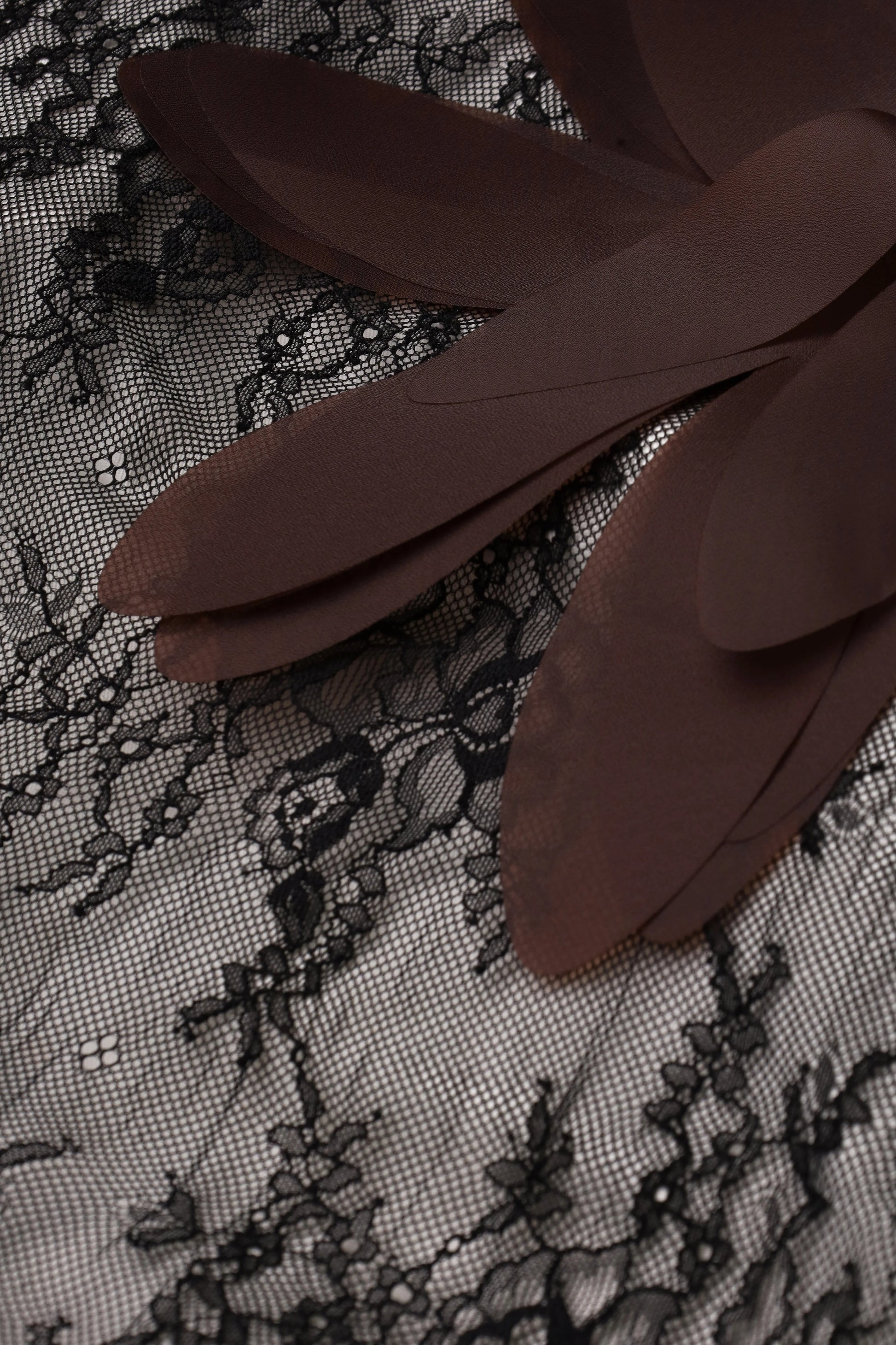 3D Petal Lace Dress in Black