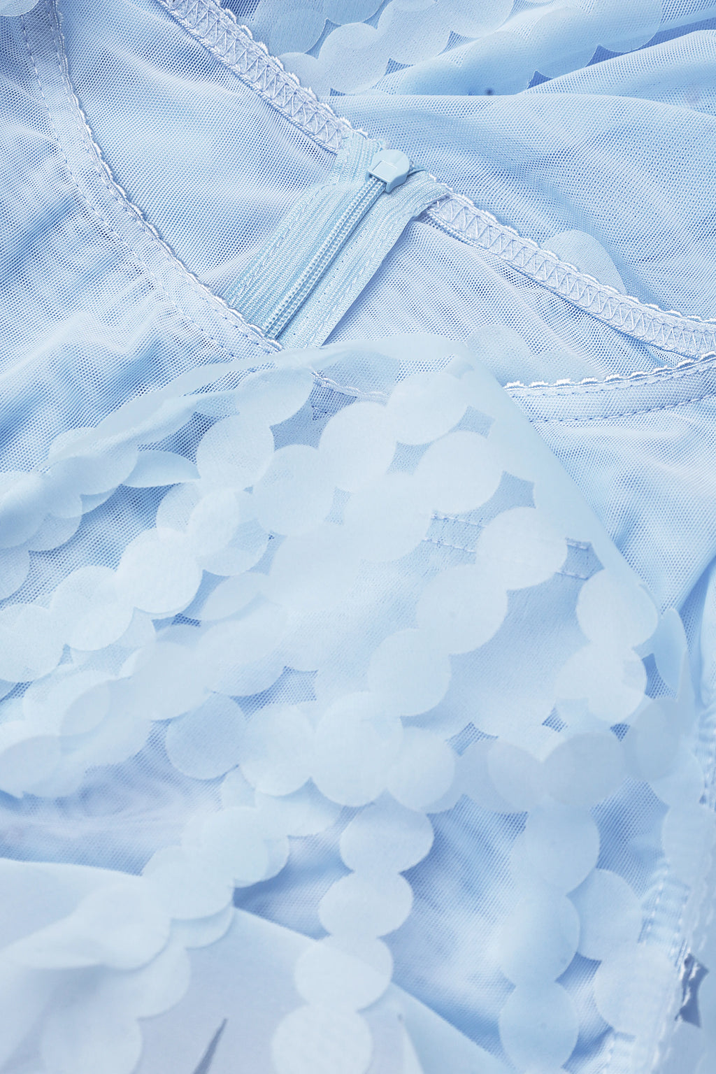 Laser-Cut Floral Dress in Blue