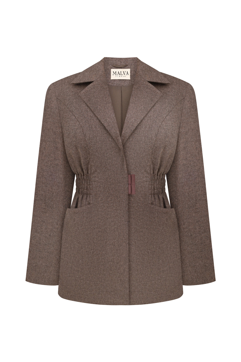 Ruched Waist Jacket in Brown